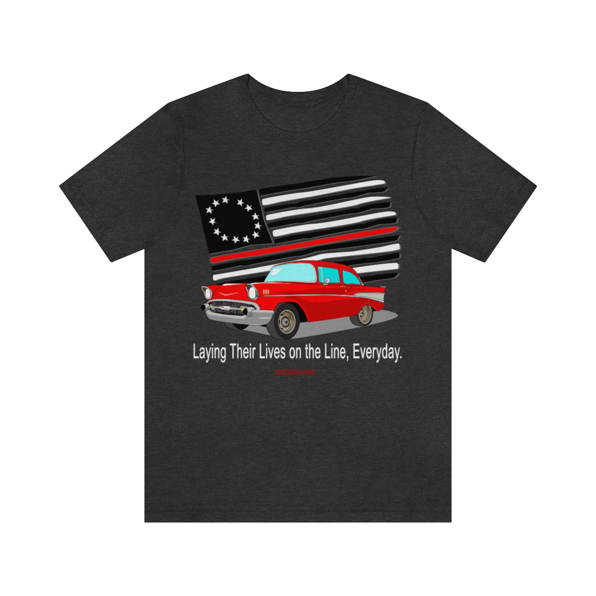 '57 Red Fire Fighter Thin Red Line - Tri5Autos T - Unisex Jersey Short Sleeve Tee