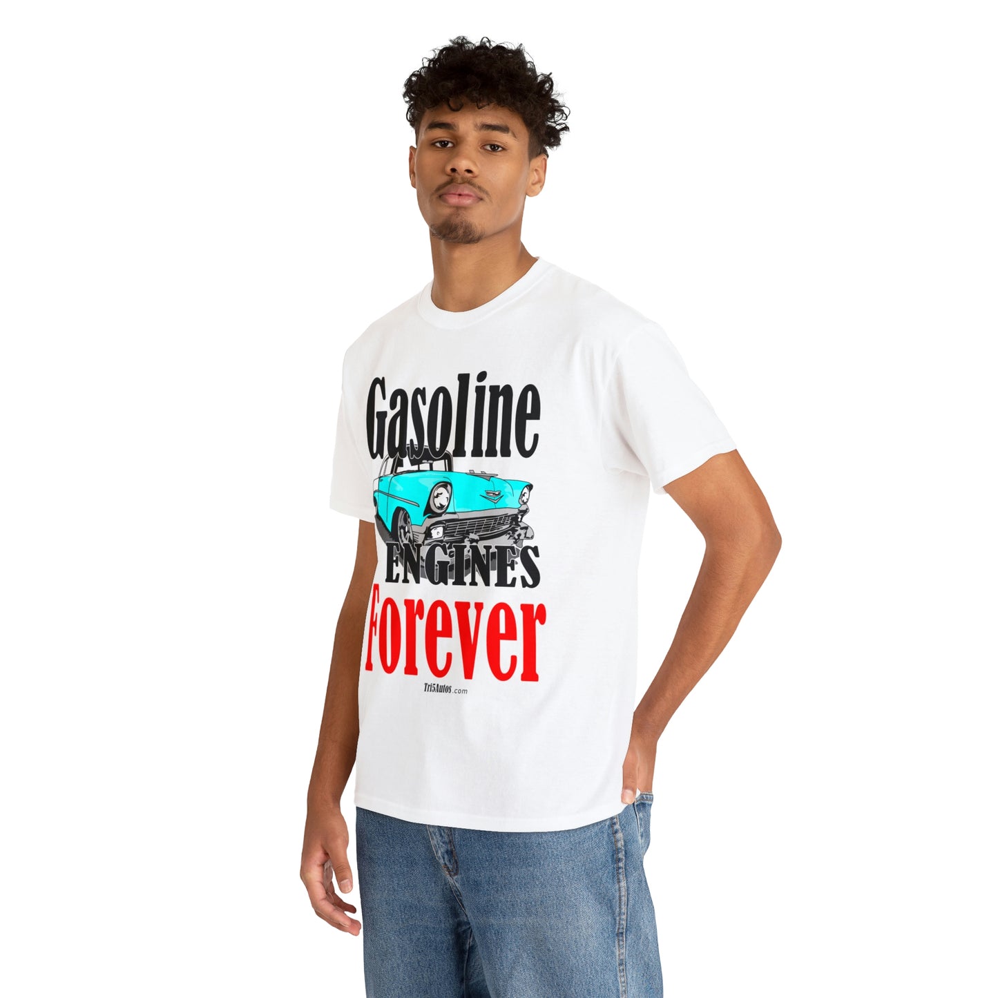 56 Blue Gasoline Engines Forever Unisex Heavy Cotton Tee