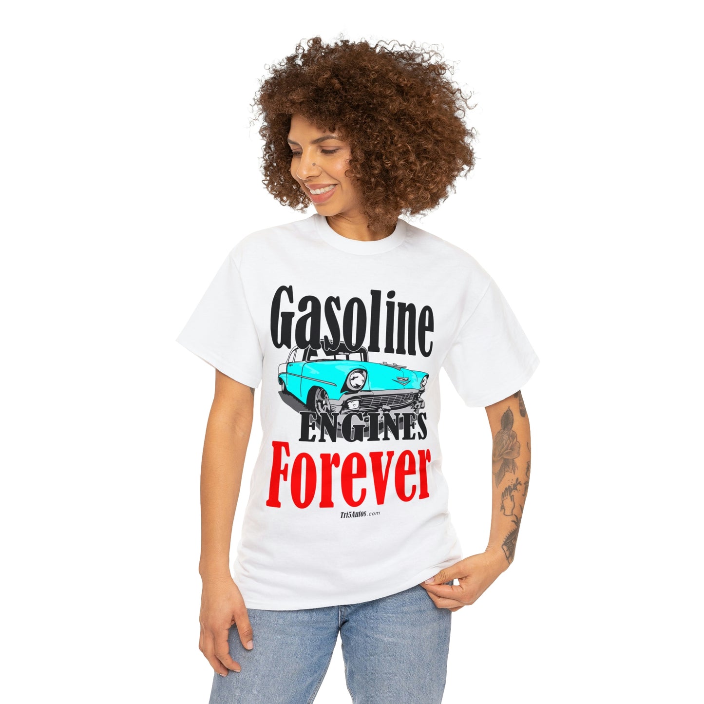 56 Blue Gasoline Engines Forever Unisex Heavy Cotton Tee