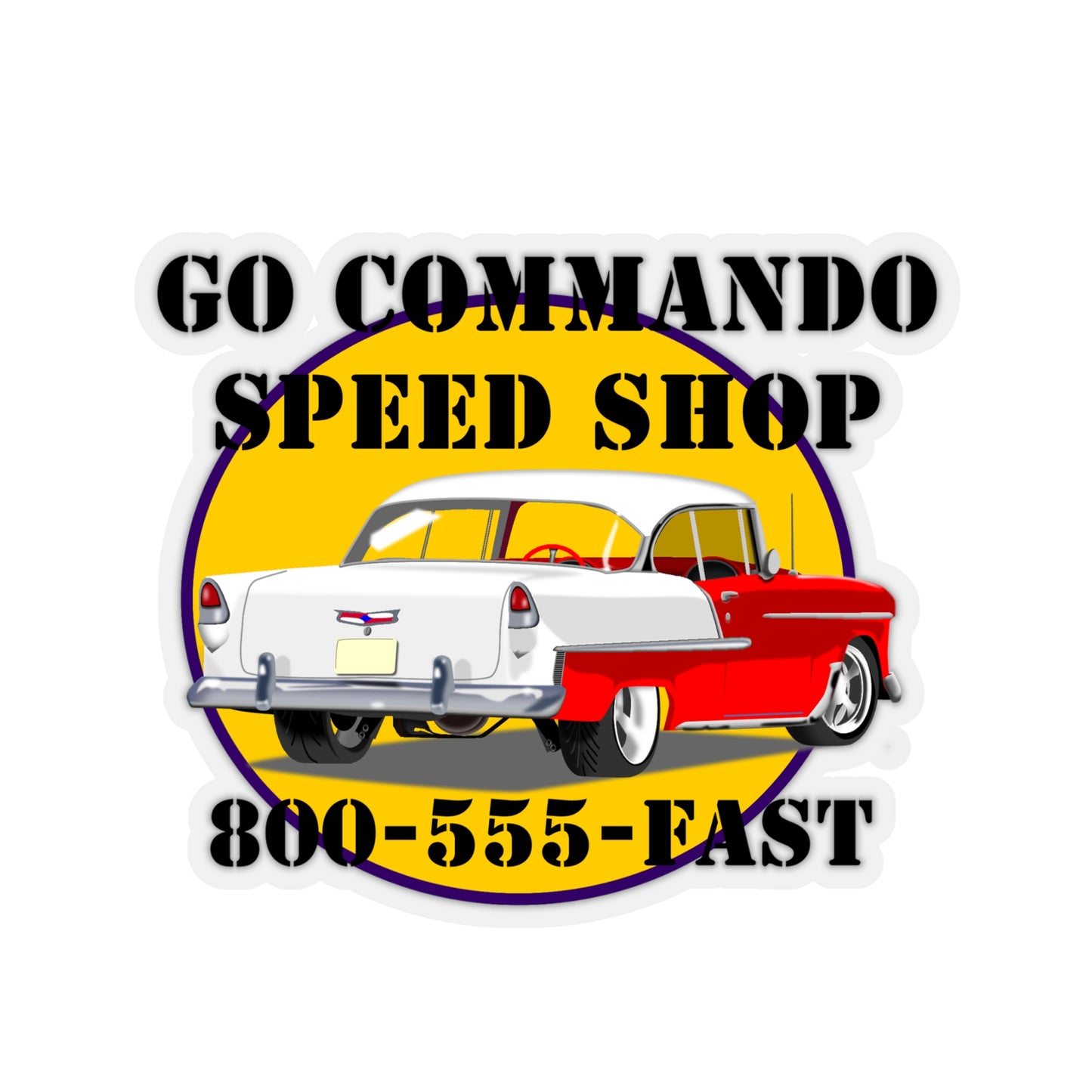 55 Red Go Commando Speed Shop - Kiss-Cut Stickers