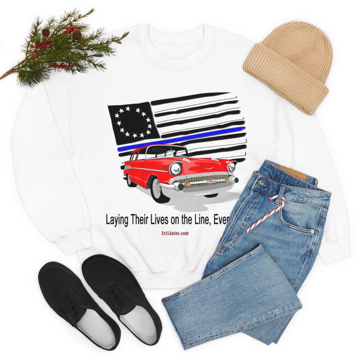 '57 Nomad Thin Blue Line Unisex Heavy Blend™ Crewneck Sweatshirt