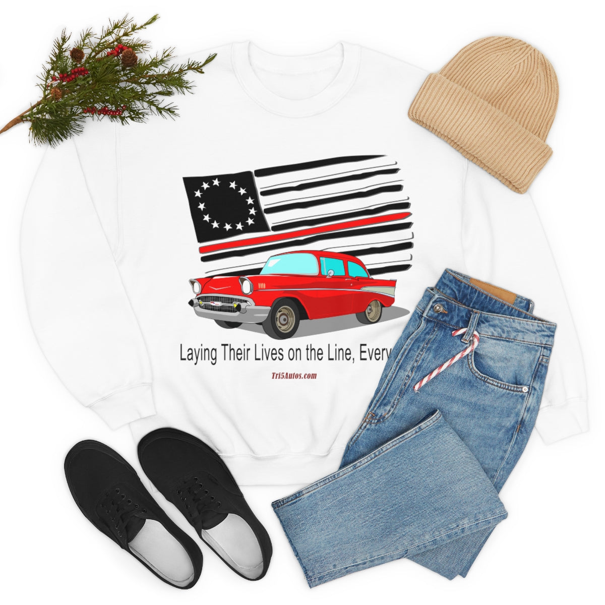 '57 Nomad Firefighter's Thin Red Line Unisex Heavy Blend™ Crewneck Sweatshirt