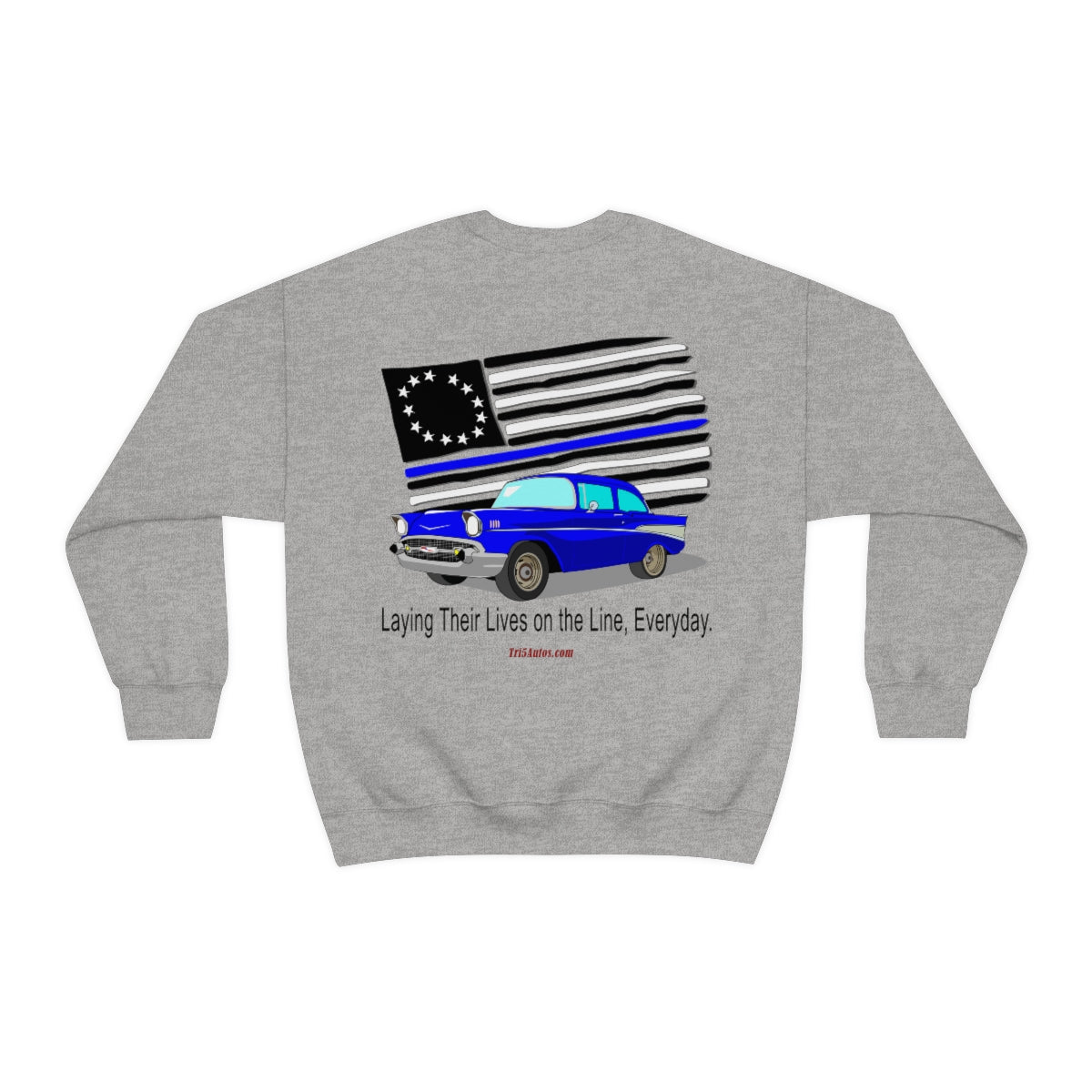 '57 Blue Bel Air - Peace Officers Thin Blue Line - Unisex Heavy Blend™ Crewneck Sweatshirt