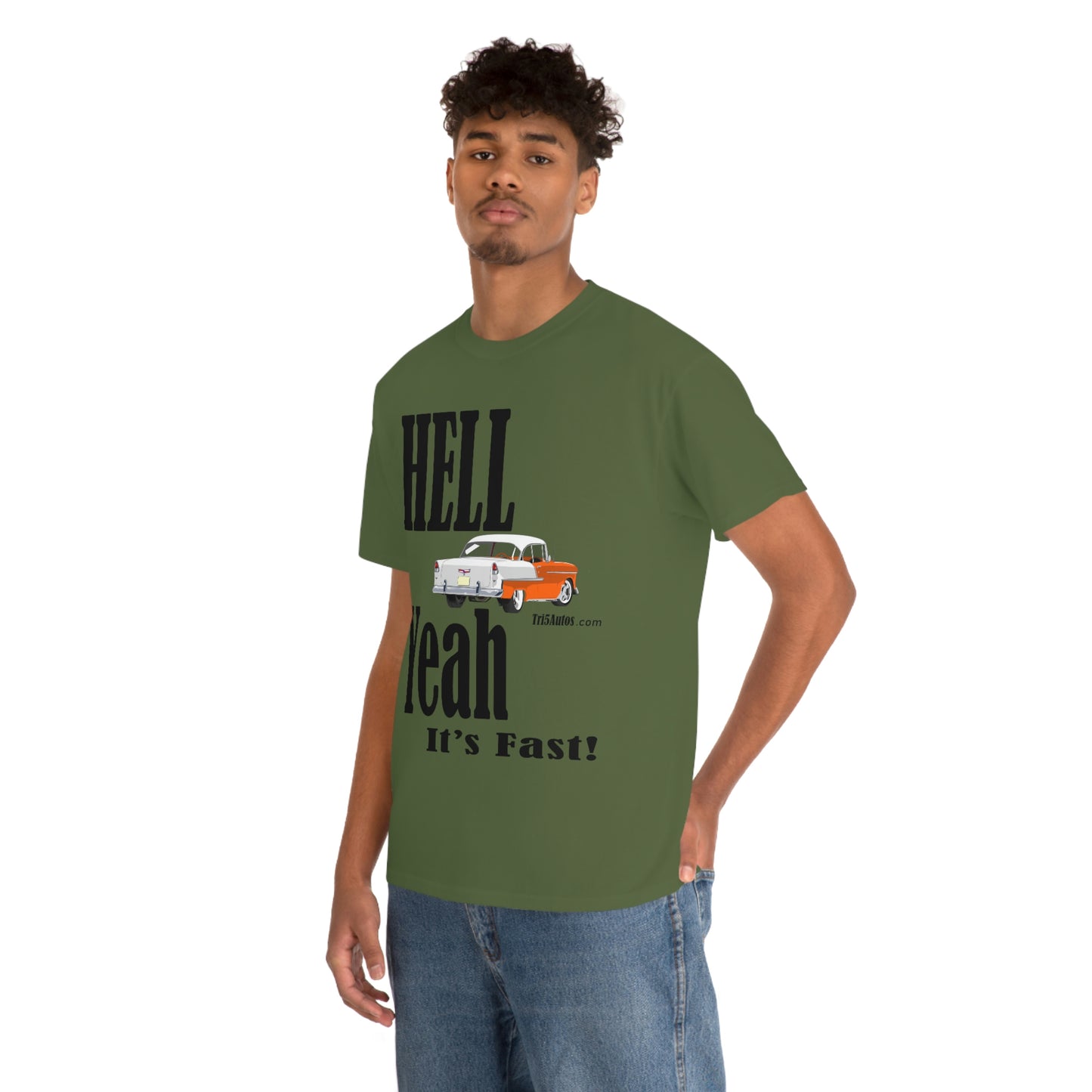 55 Hell Yeah It's Fast Orange White Dark Unisex Heavy Cotton Tee