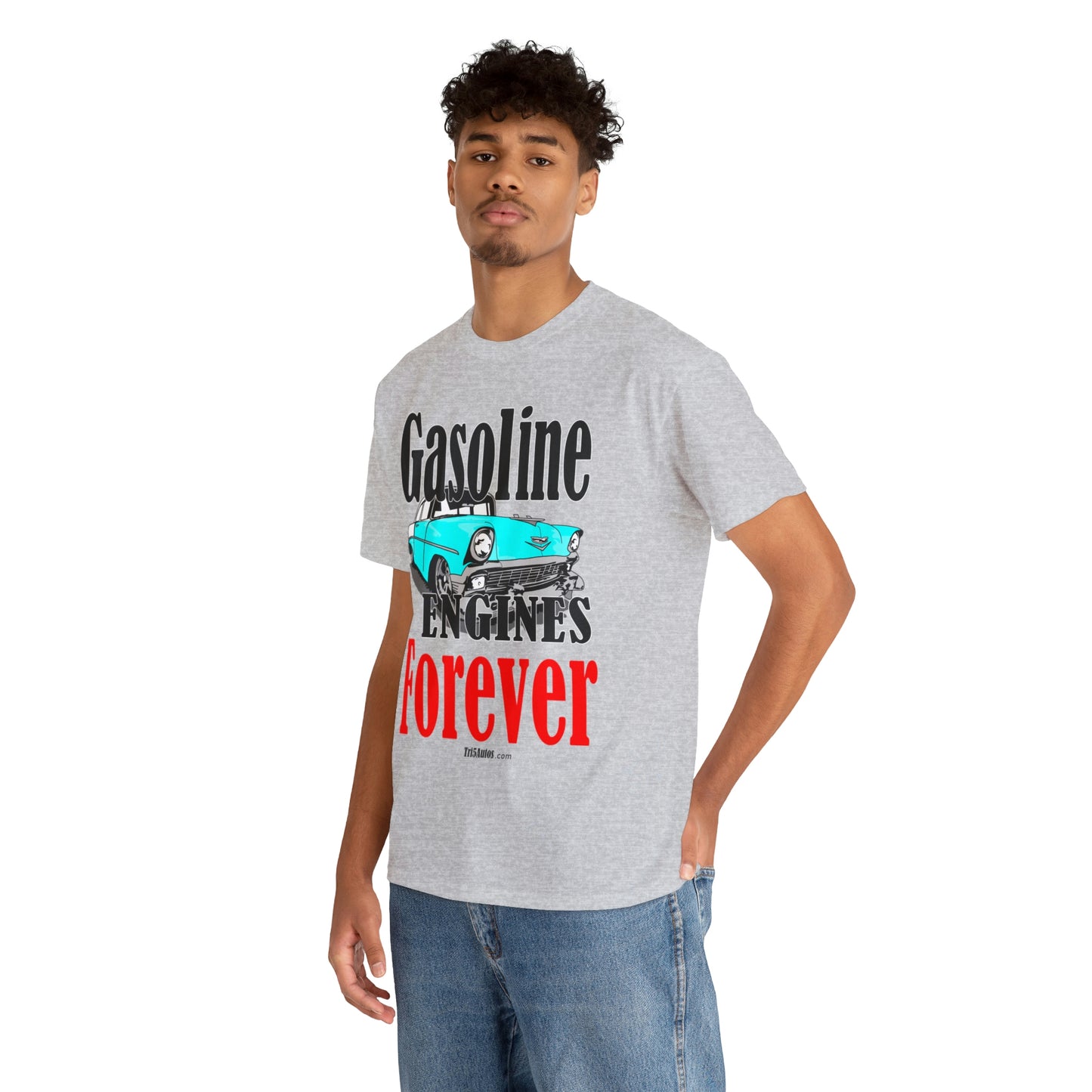 56 Blue Gasoline Engines Forever Unisex Heavy Cotton Tee