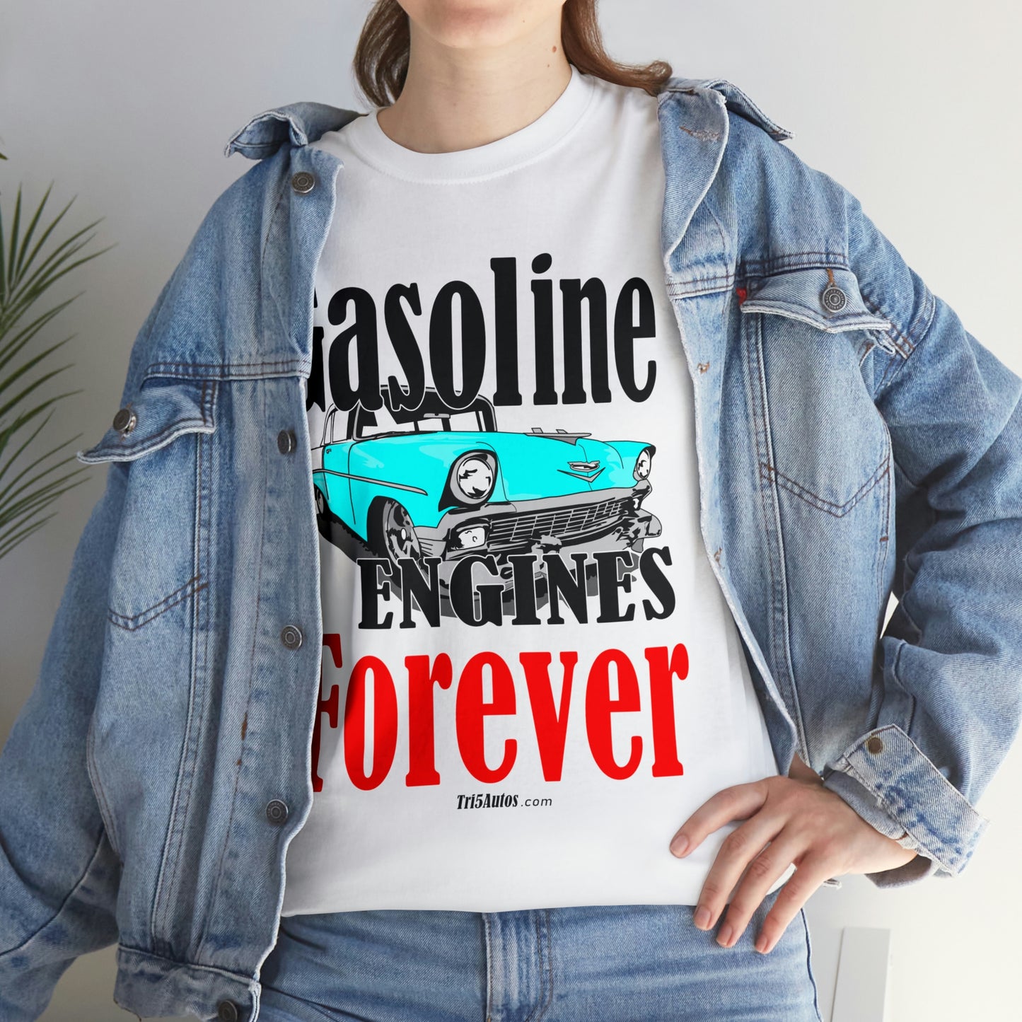 56 Blue Gasoline Engines Forever Unisex Heavy Cotton Tee