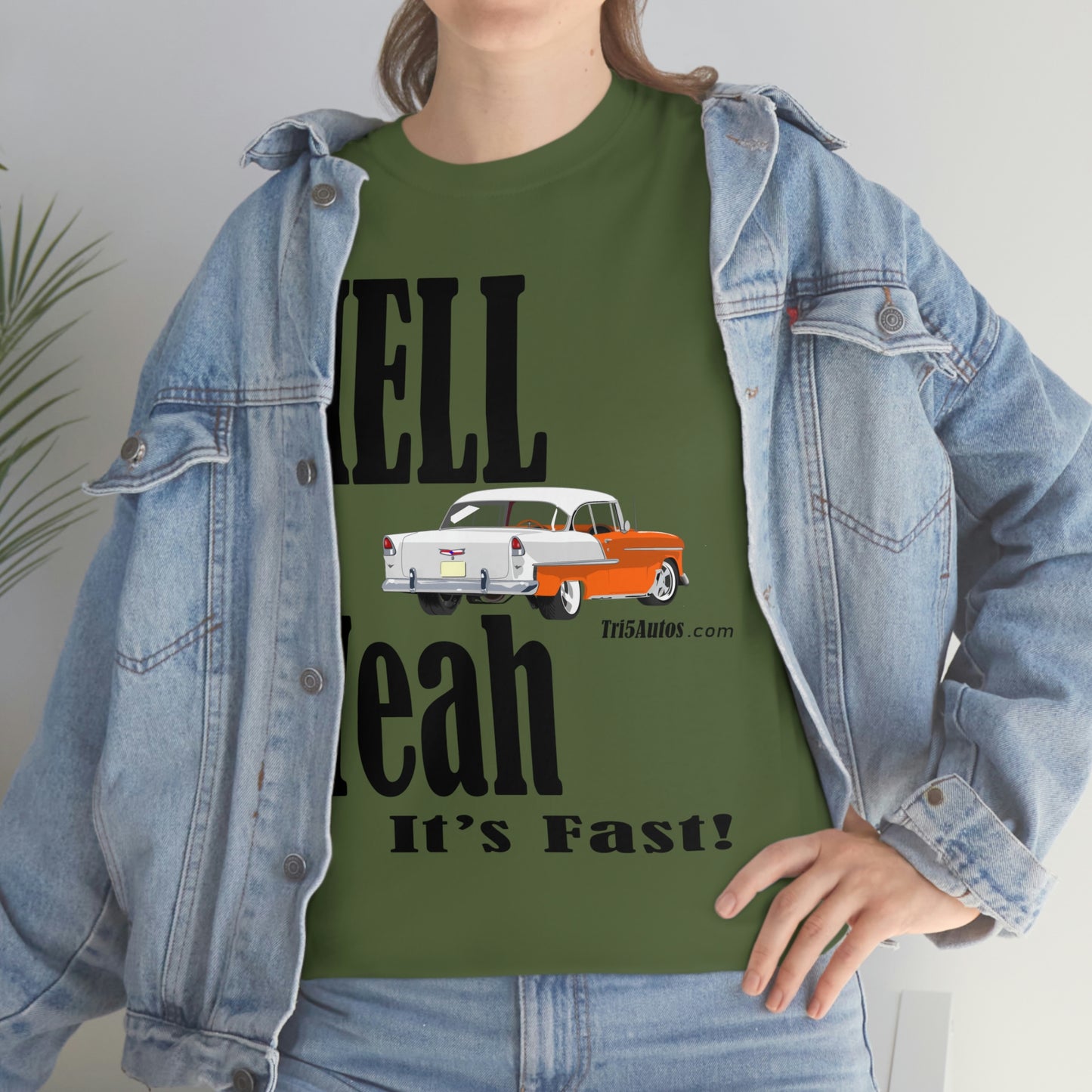 55 Hell Yeah It's Fast Orange White Dark Unisex Heavy Cotton Tee