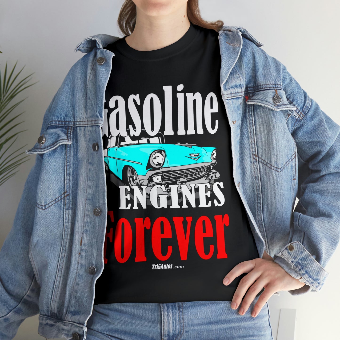 56 Blue Gasoline Engines Forever Unisex Heavy Cotton Tee