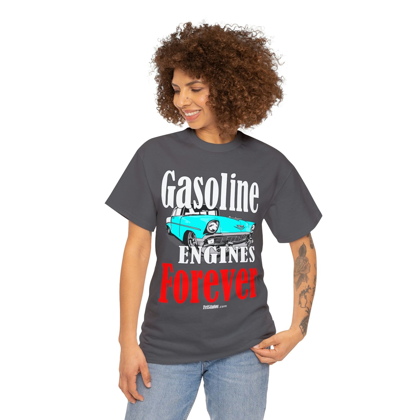 56 Blue Gasoline Engines Forever Unisex Heavy Cotton Tee