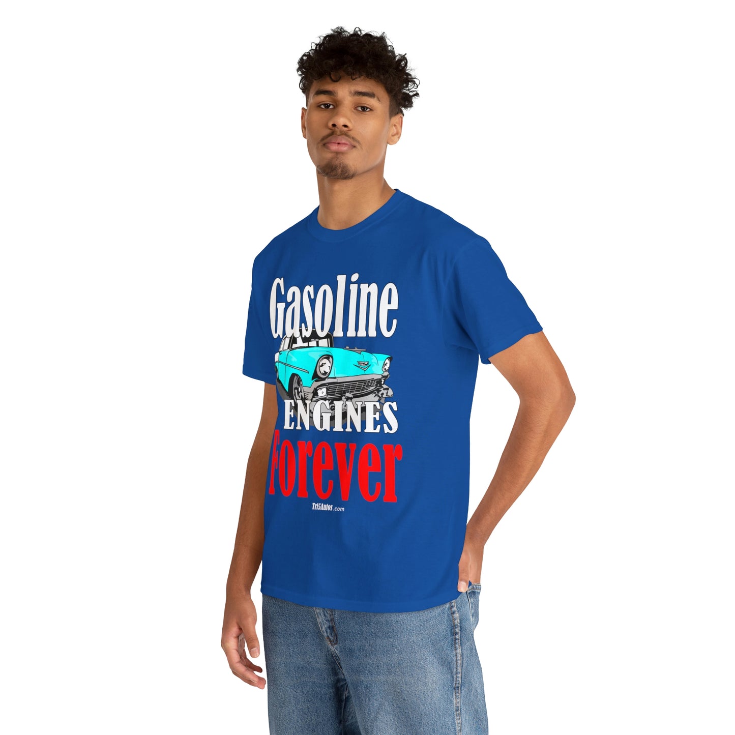 56 Blue Gasoline Engines Forever Unisex Heavy Cotton Tee