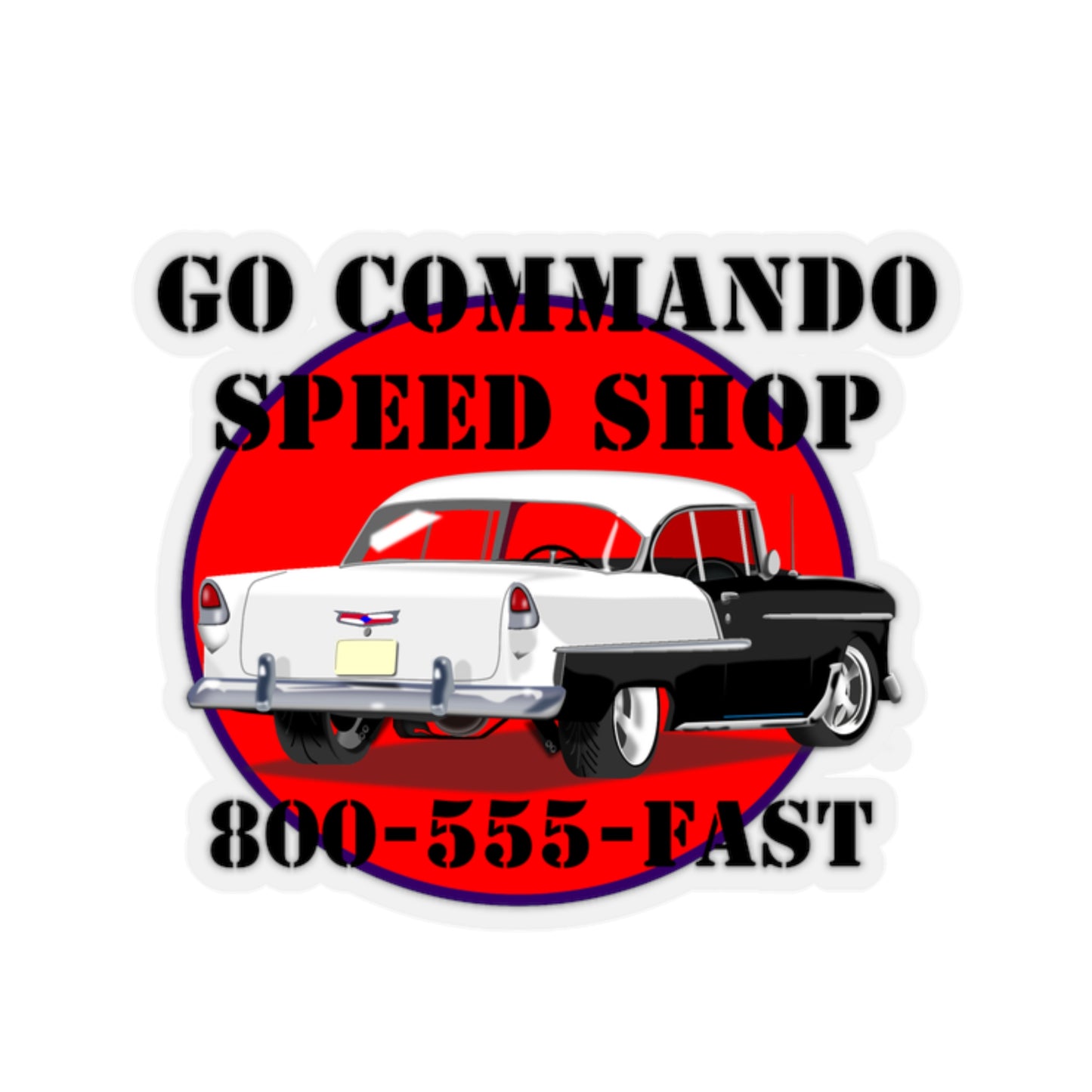 55 Black Go Commando Speed Shop - Kiss-Cut Stickers