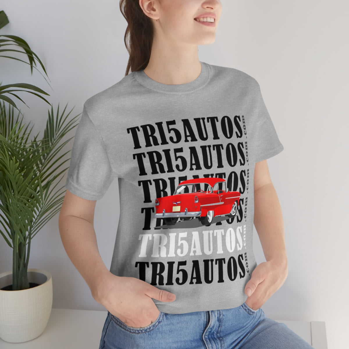 55 Red Tri5Autos T - Unisex Jersey Short Sleeve Tee