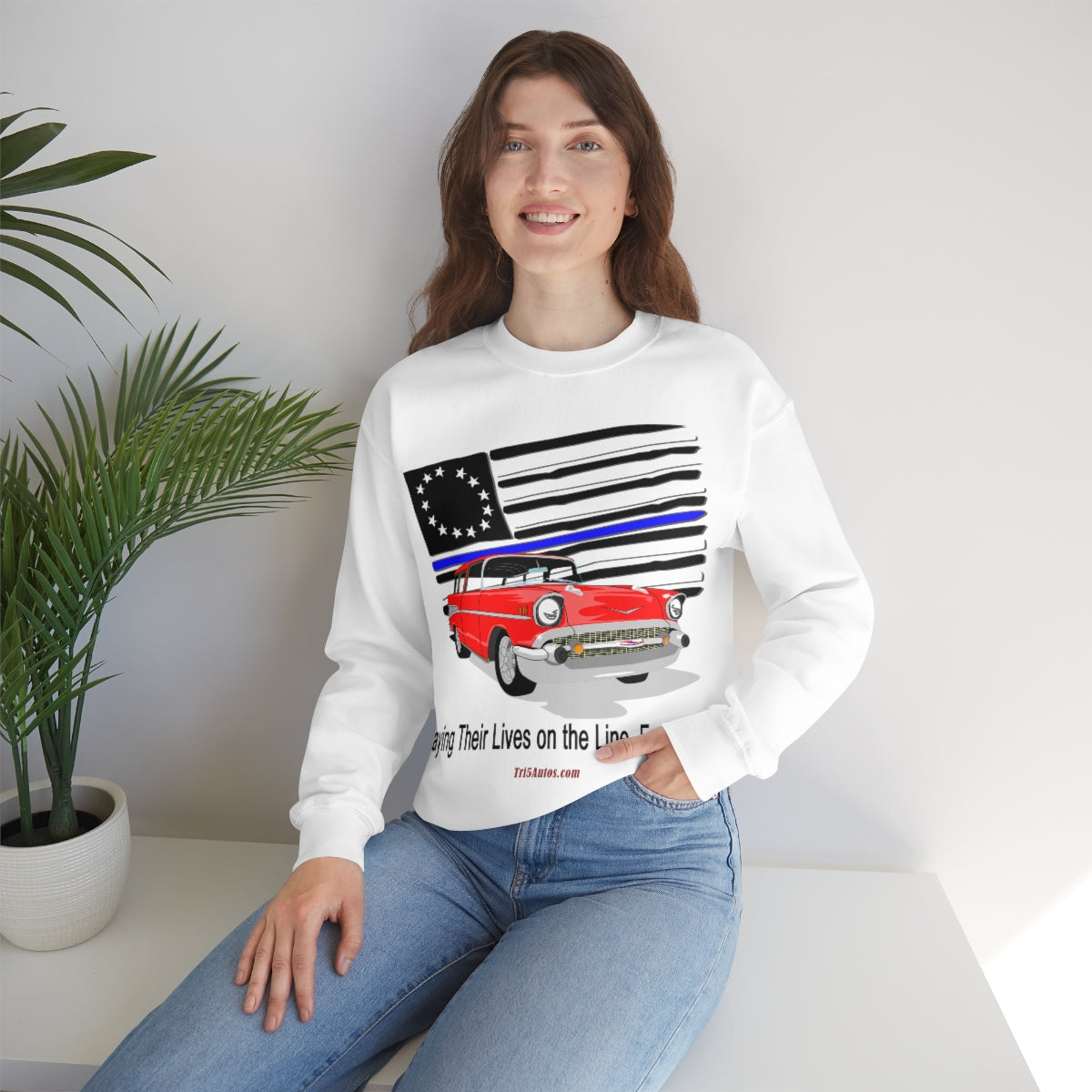 '57 Nomad Thin Blue Line Unisex Heavy Blend™ Crewneck Sweatshirt