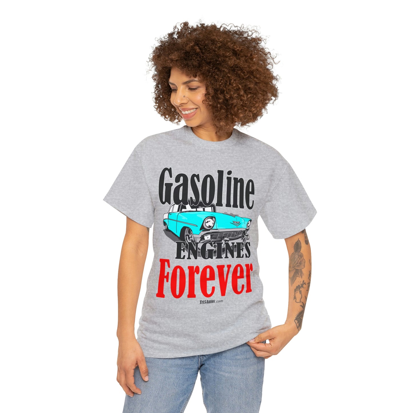 56 Blue Gasoline Engines Forever Unisex Heavy Cotton Tee