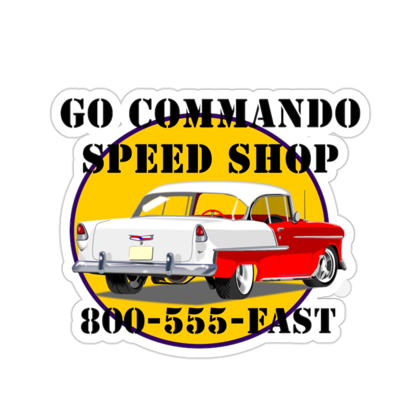 55 Red Go Commando Speed Shop - Kiss-Cut Stickers