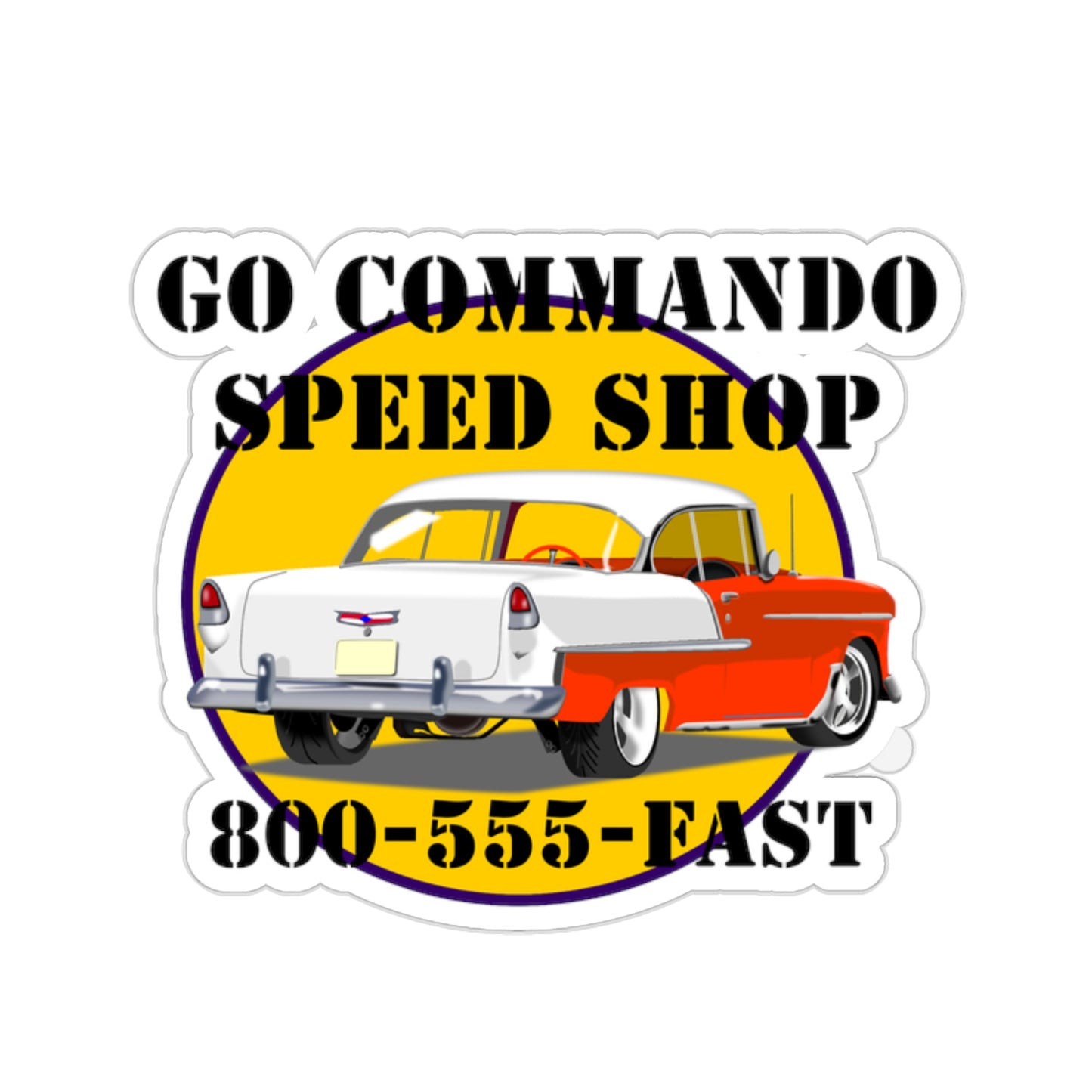 55 Orange Go Commando Speed Shop - Kiss-Cut Stickers