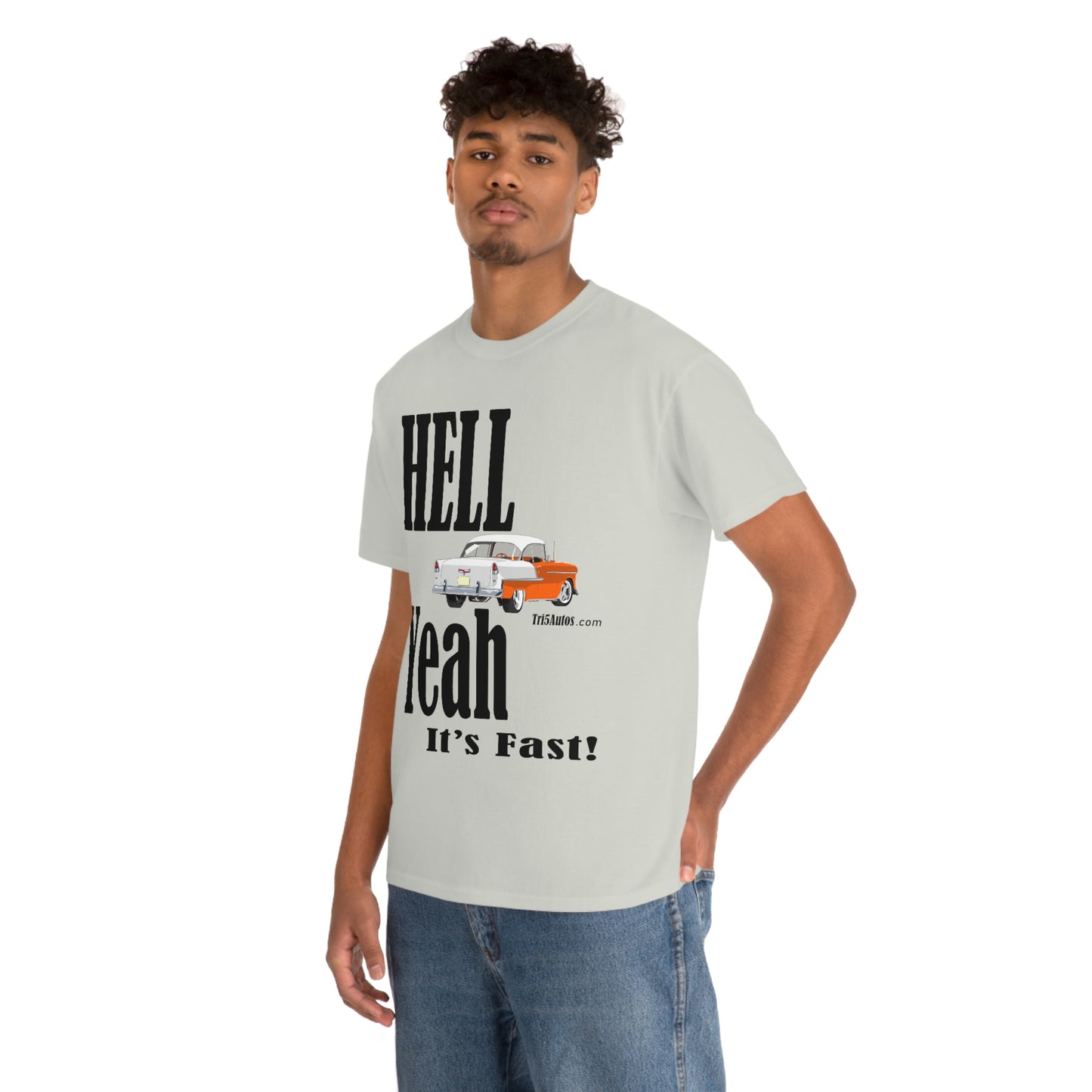 55 Hell Yeah It's Fast Orange White Dark Unisex Heavy Cotton Tee