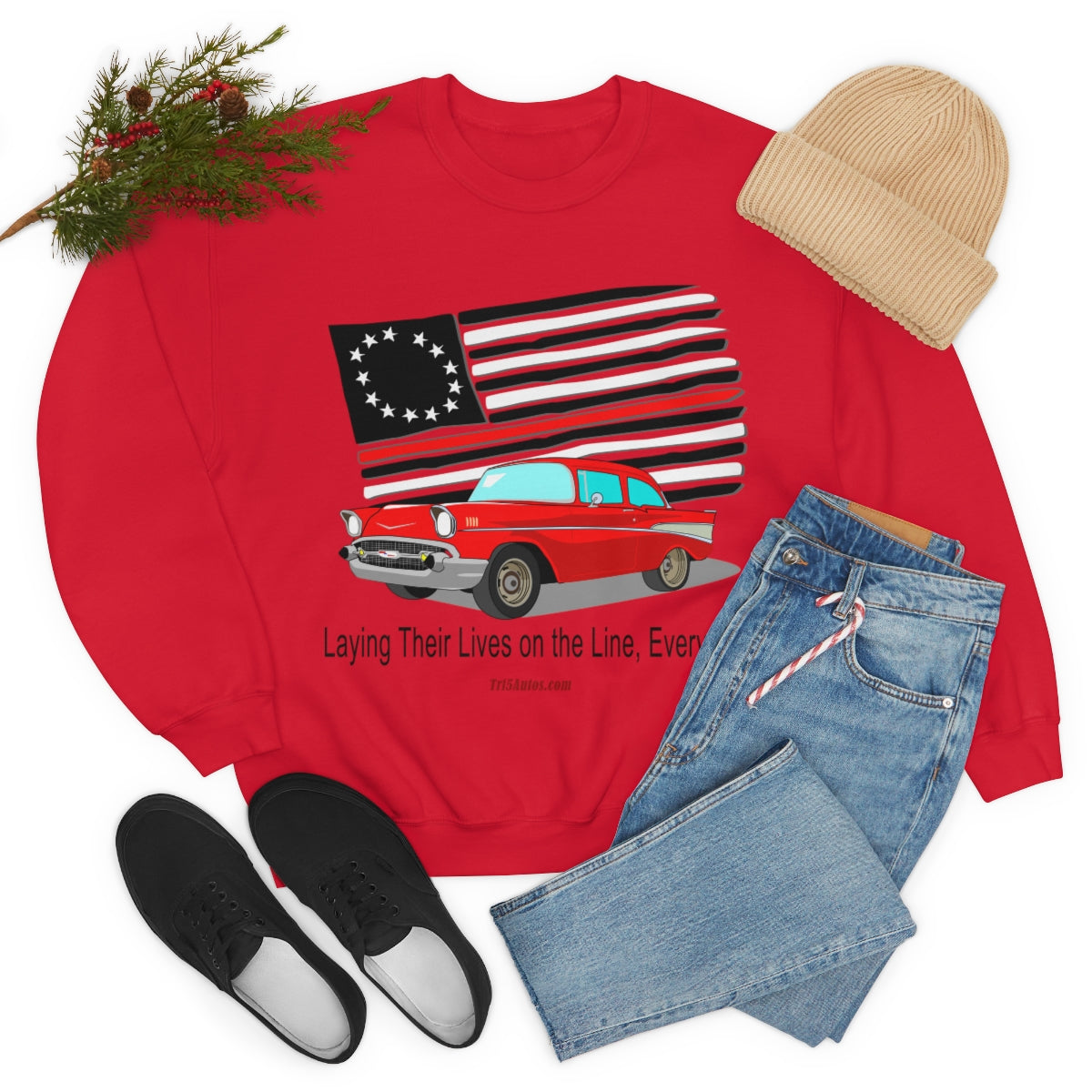 '57 Nomad Firefighter's Thin Red Line Unisex Heavy Blend™ Crewneck Sweatshirt