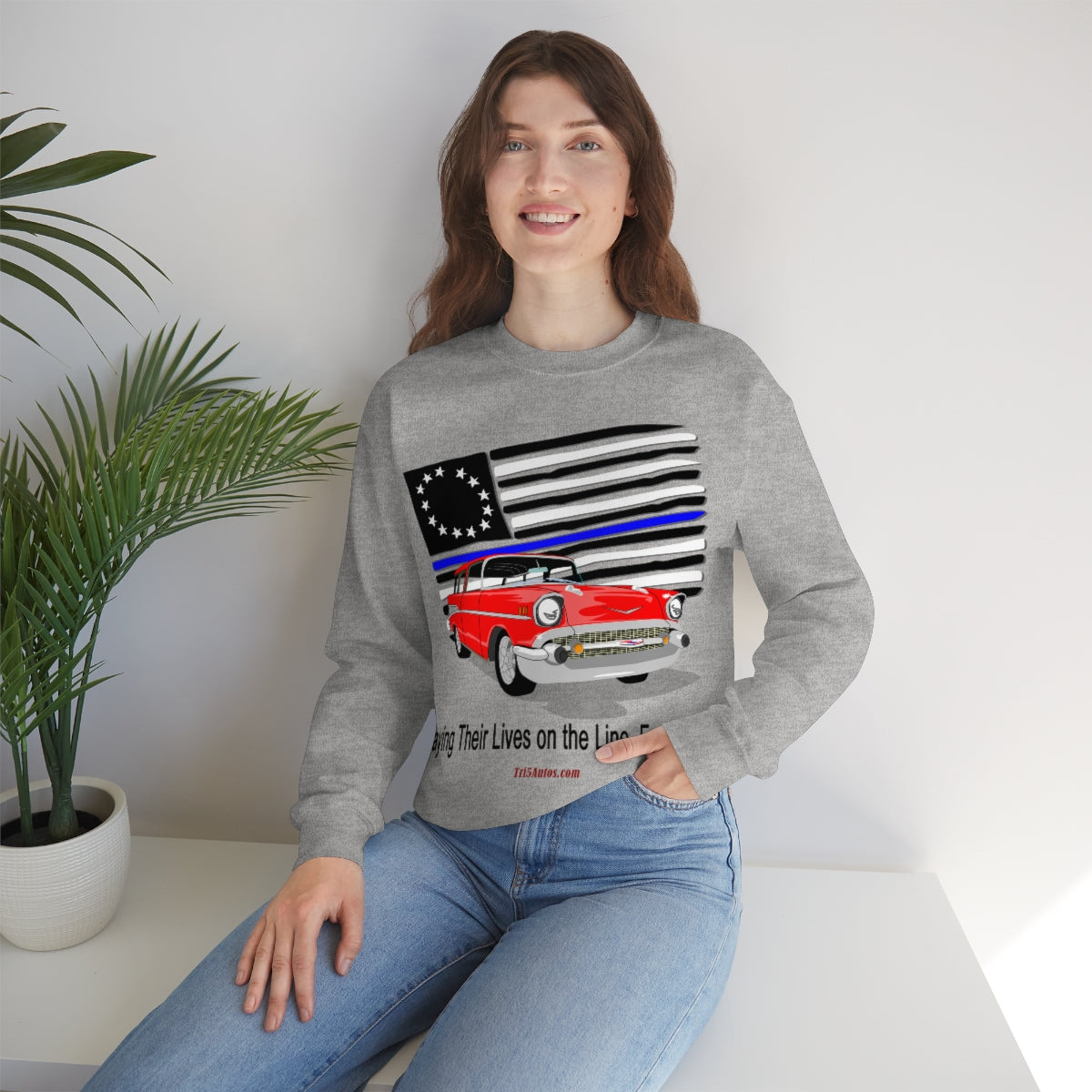 '57 Nomad Thin Blue Line Unisex Heavy Blend™ Crewneck Sweatshirt