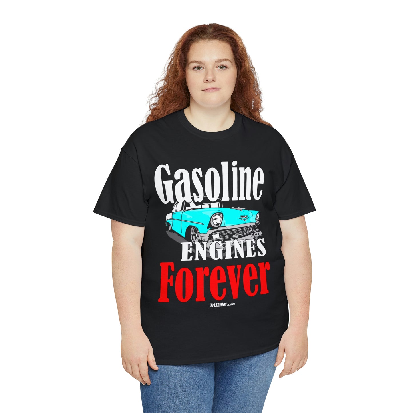 56 Blue Gasoline Engines Forever Unisex Heavy Cotton Tee