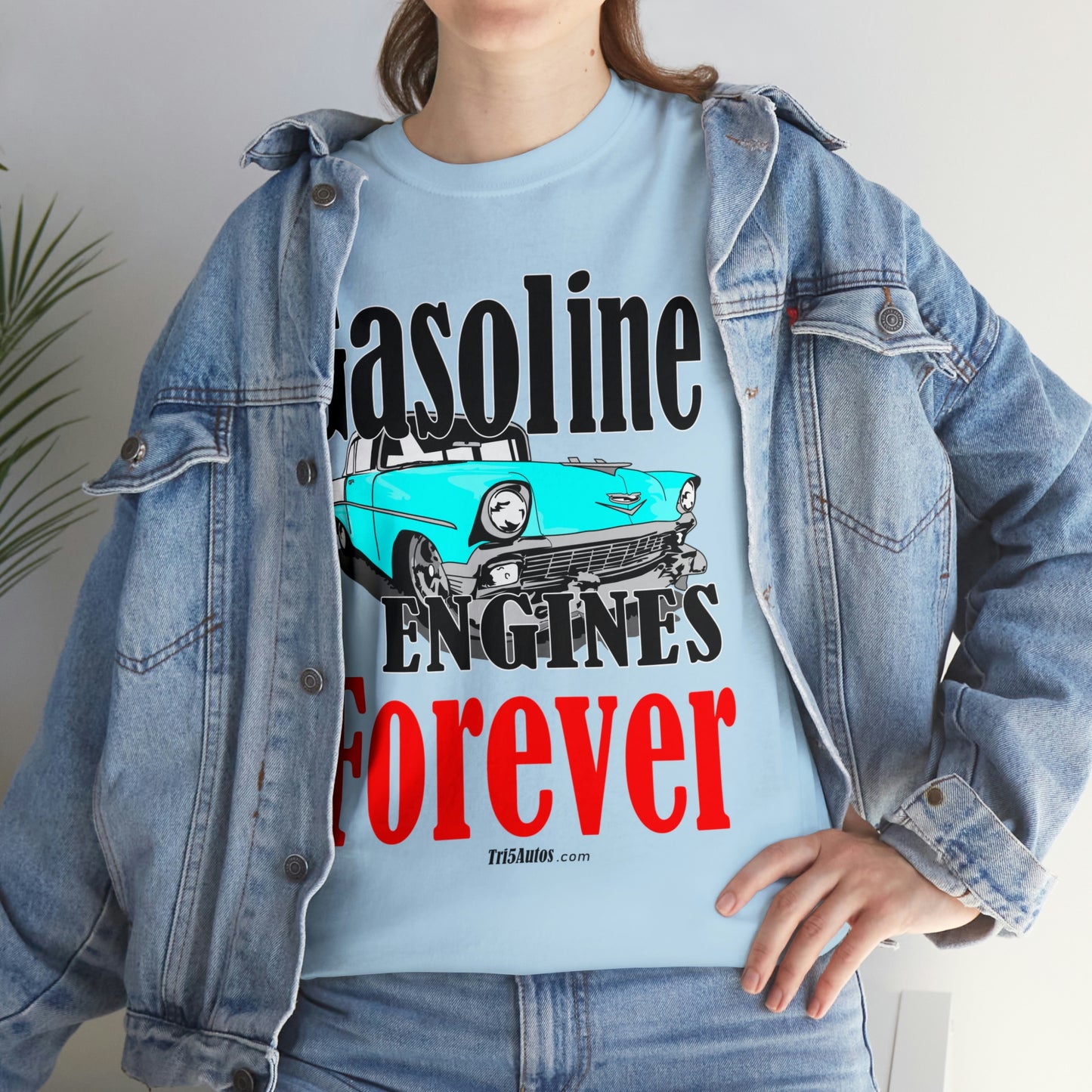 56 Blue Gasoline Engines Forever Unisex Heavy Cotton Tee