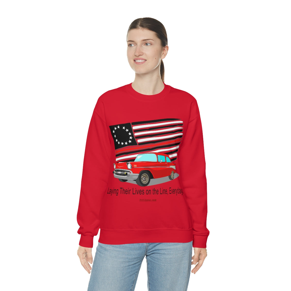 '57 Nomad Firefighter's Thin Red Line Unisex Heavy Blend™ Crewneck Sweatshirt