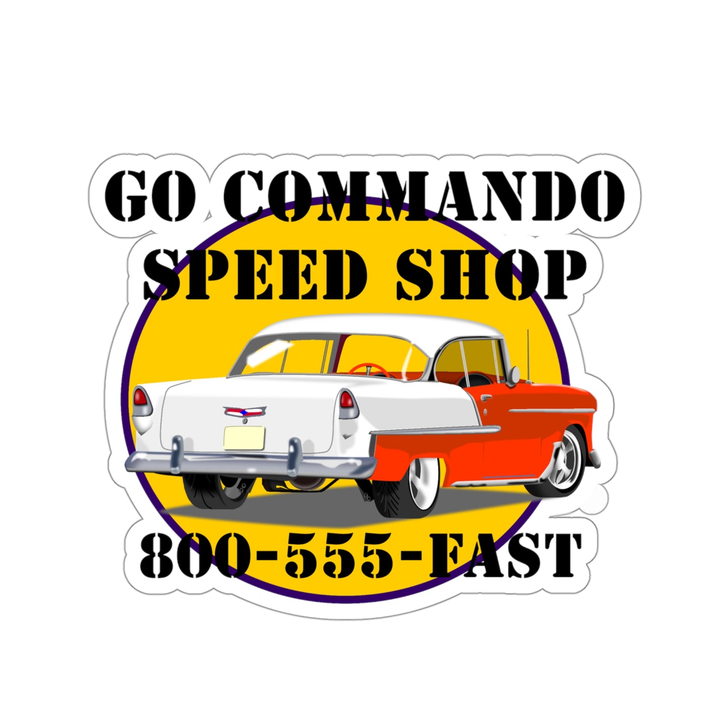 55 Orange Go Commando Speed Shop - Kiss-Cut Stickers