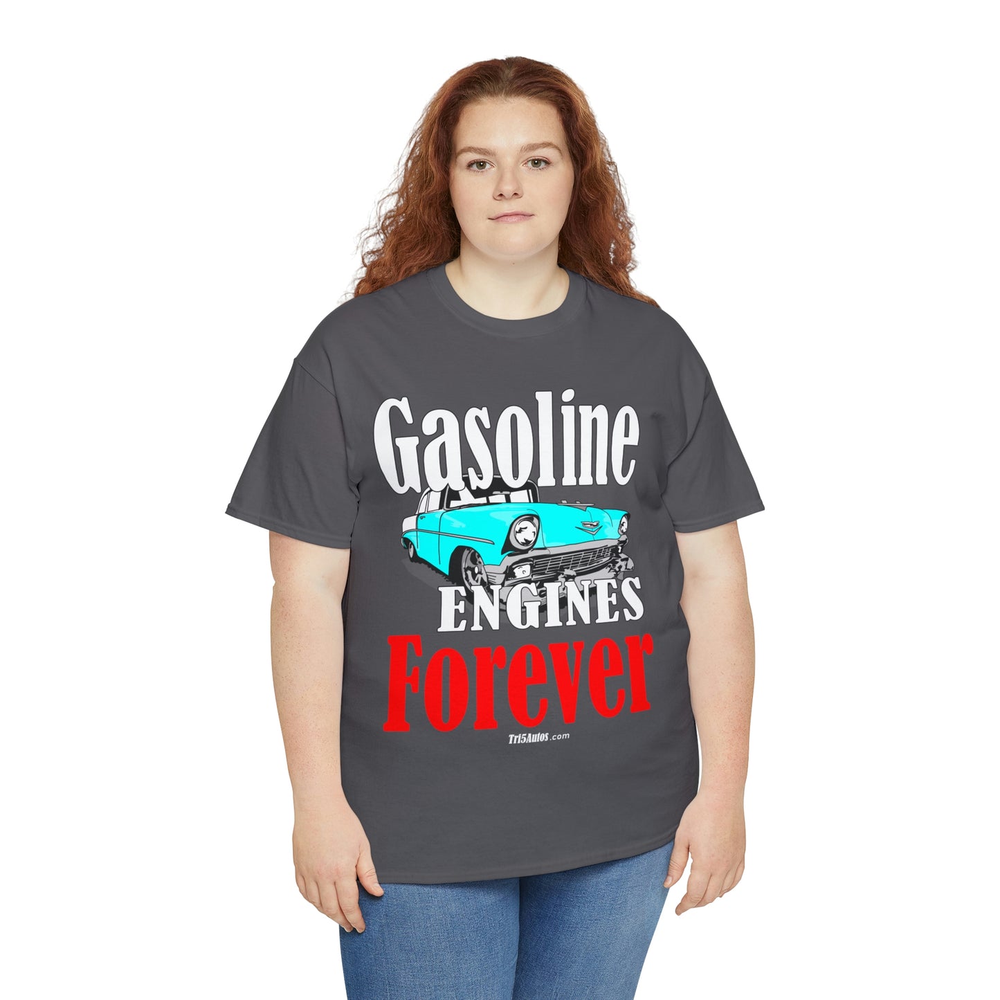 56 Blue Gasoline Engines Forever Unisex Heavy Cotton Tee