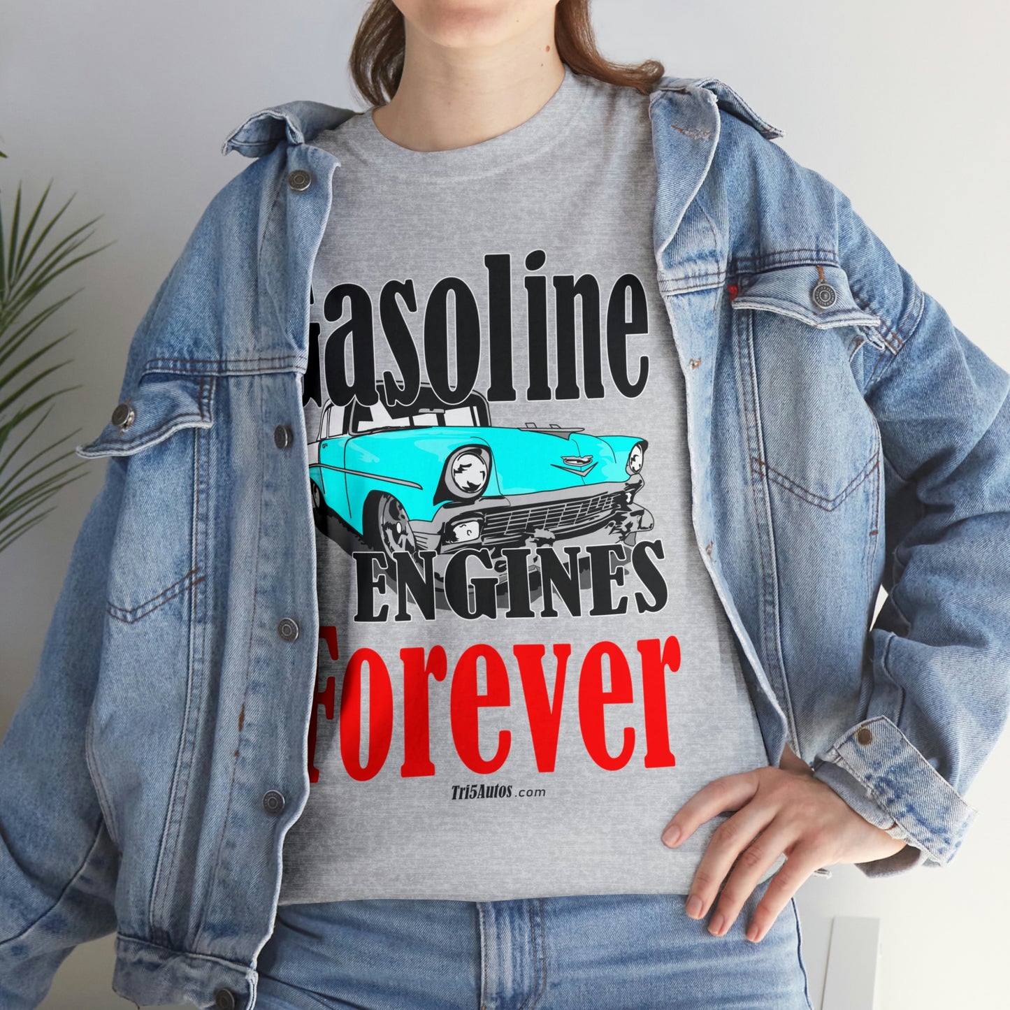 56 Blue Gasoline Engines Forever Unisex Heavy Cotton Tee