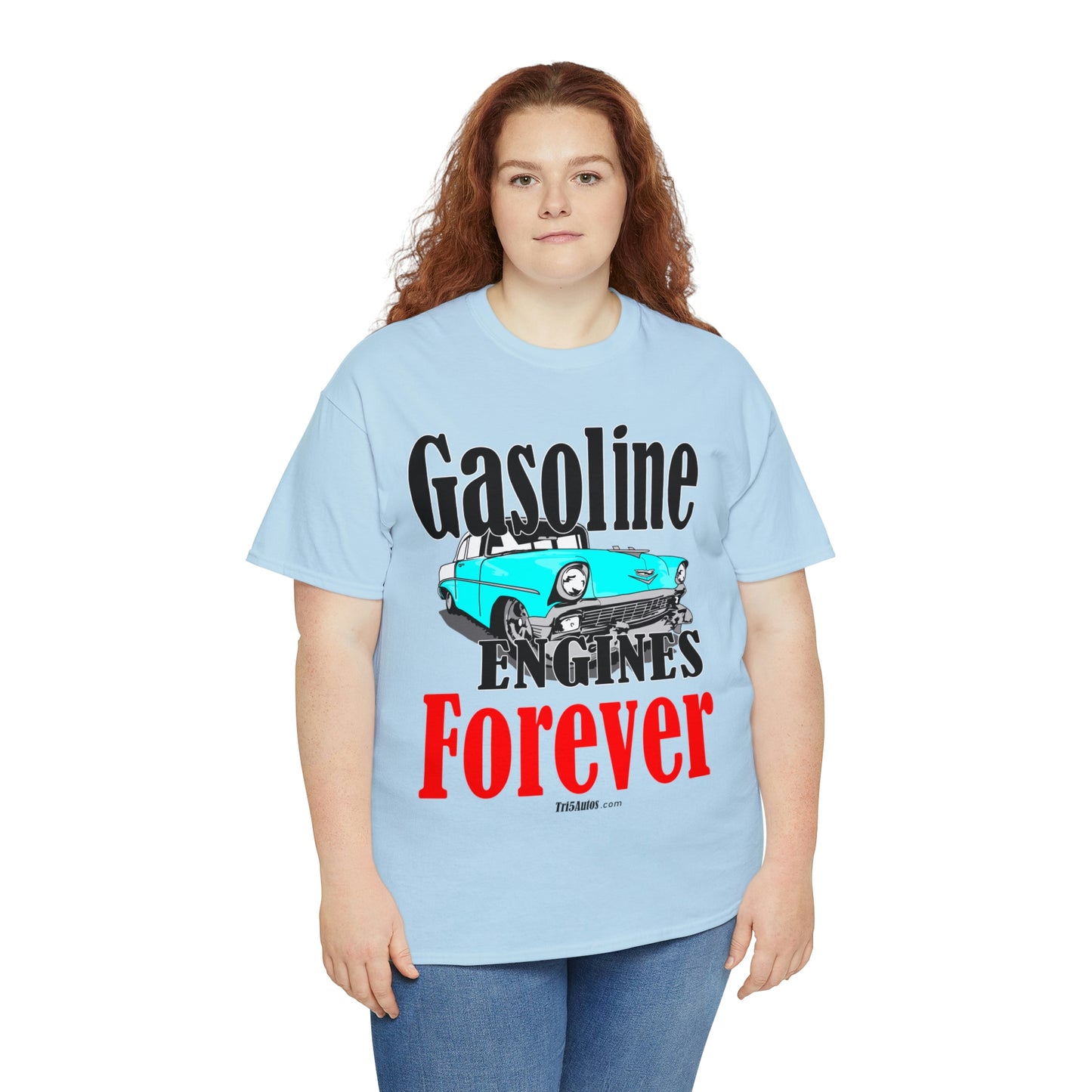 56 Blue Gasoline Engines Forever Unisex Heavy Cotton Tee