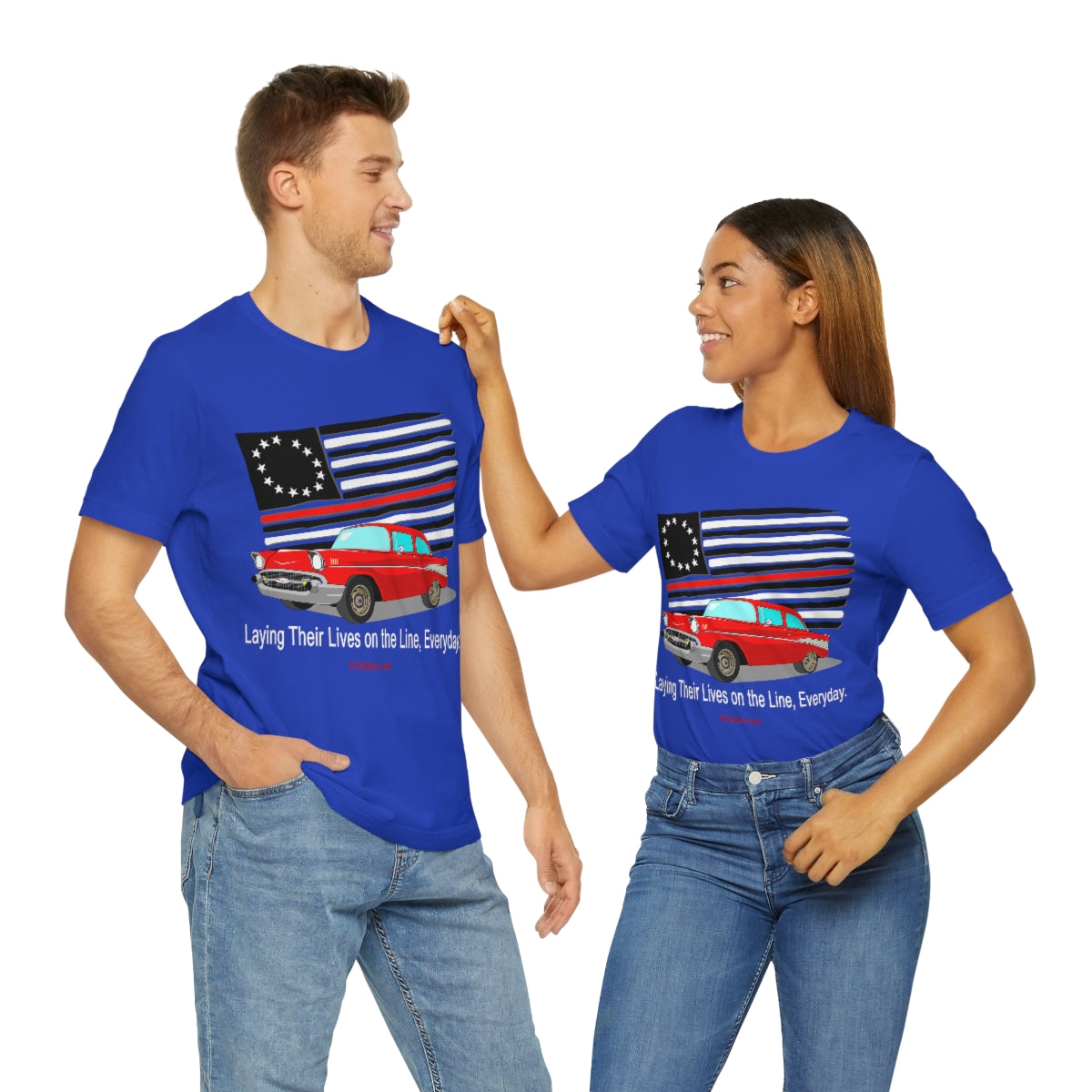 '57 Red Fire Fighter Thin Red Line - Tri5Autos T - Unisex Jersey Short Sleeve Tee