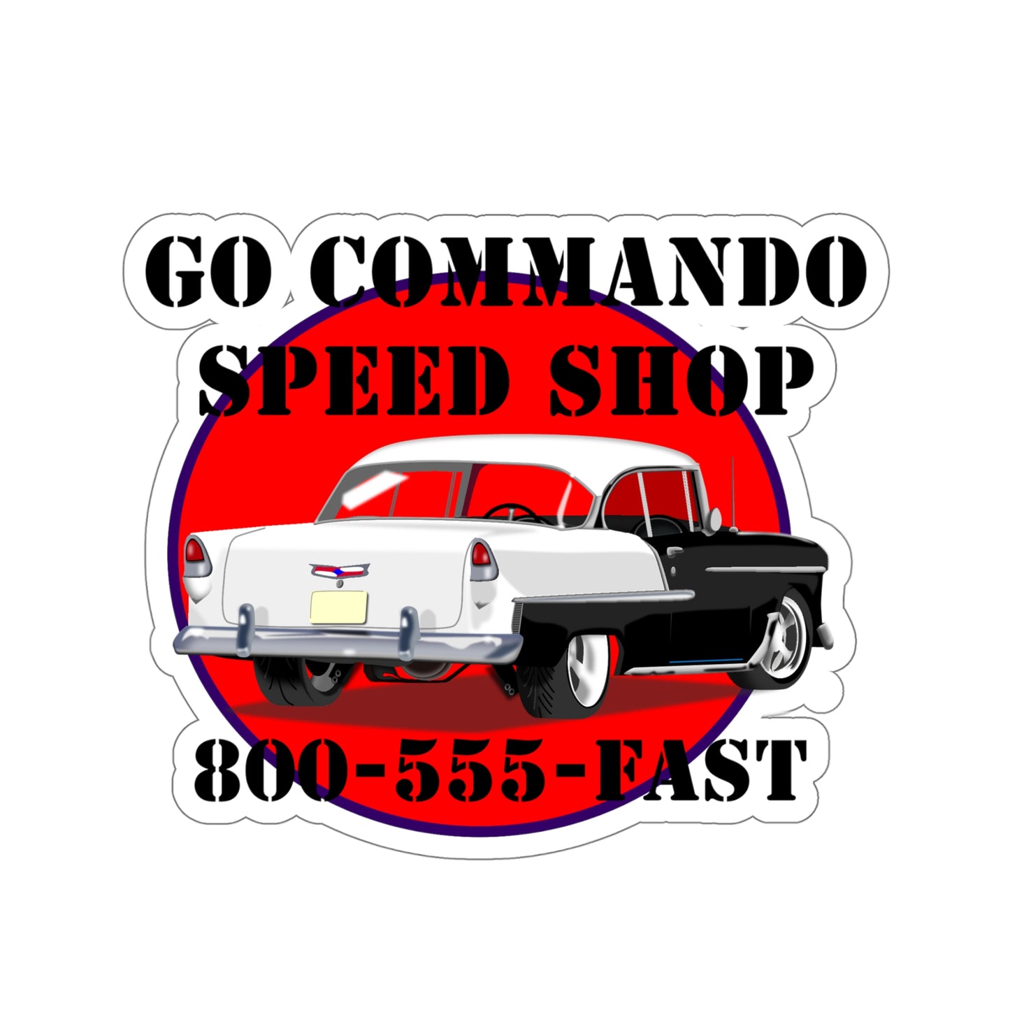 55 Black Go Commando Speed Shop - Kiss-Cut Stickers