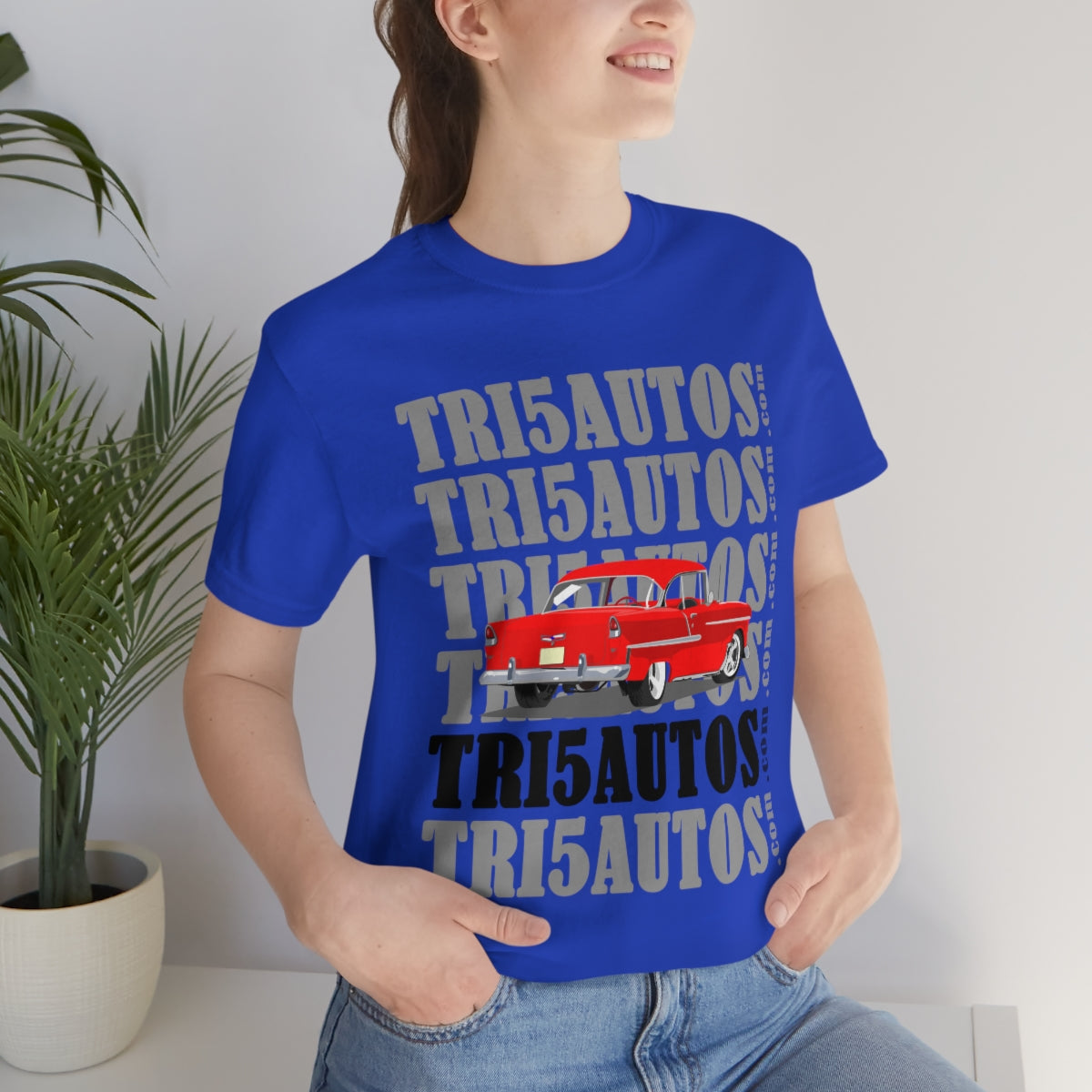 55 Red Tri5Autos T - Unisex Jersey Short Sleeve Tee