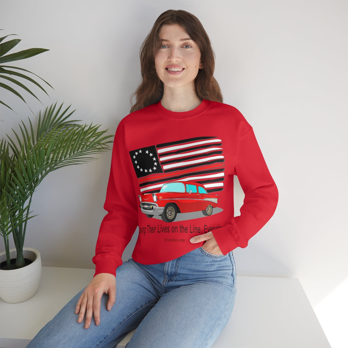 '57 Nomad Firefighter's Thin Red Line Unisex Heavy Blend™ Crewneck Sweatshirt