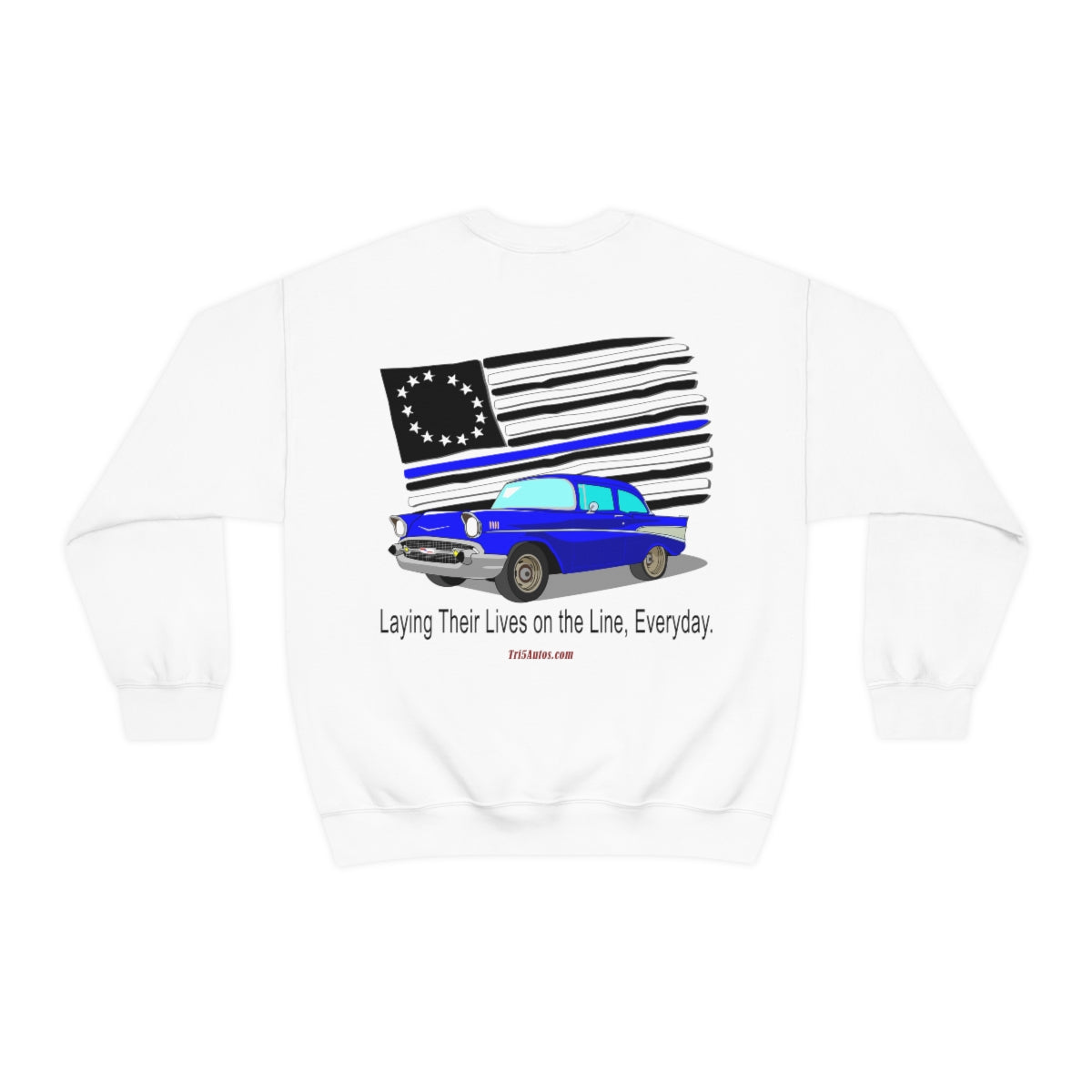 '57 Blue Bel Air - Peace Officers Thin Blue Line - Unisex Heavy Blend™ Crewneck Sweatshirt