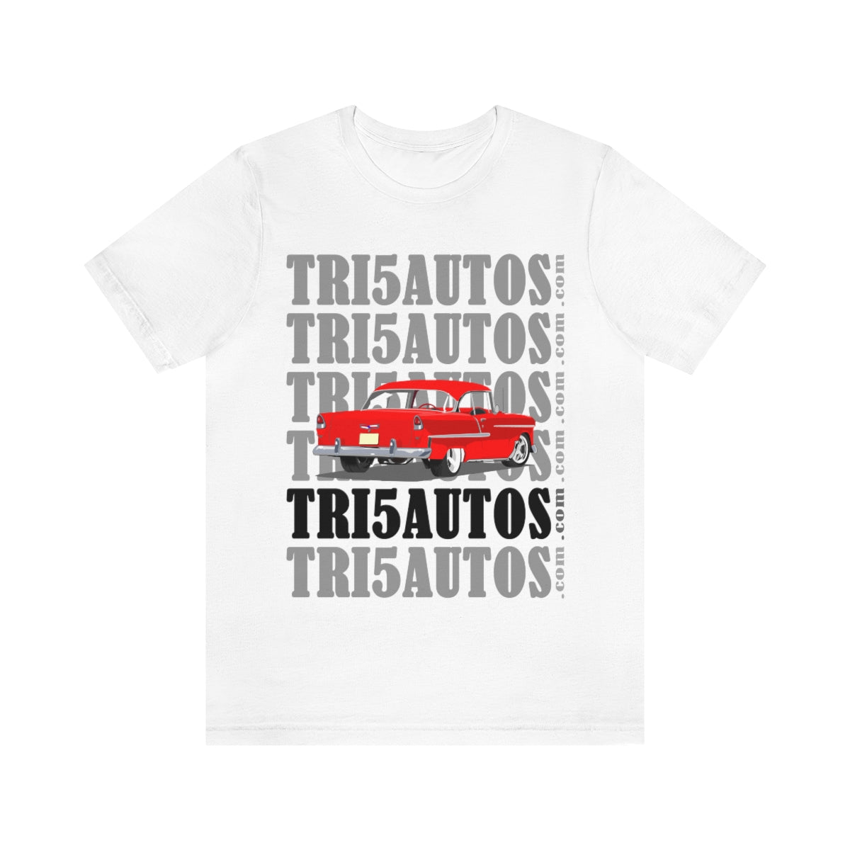 55 Red Tri5Autos T - Unisex Jersey Short Sleeve Tee