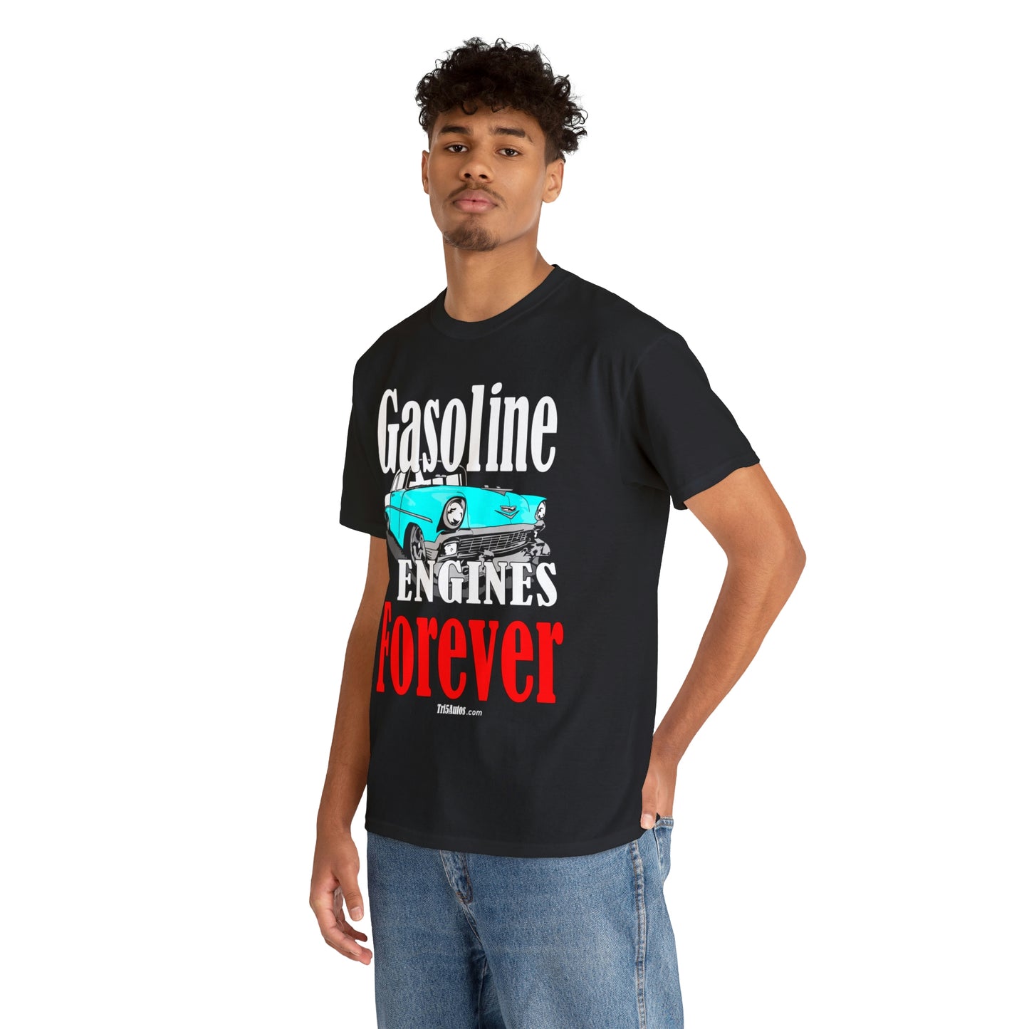 56 Blue Gasoline Engines Forever Unisex Heavy Cotton Tee