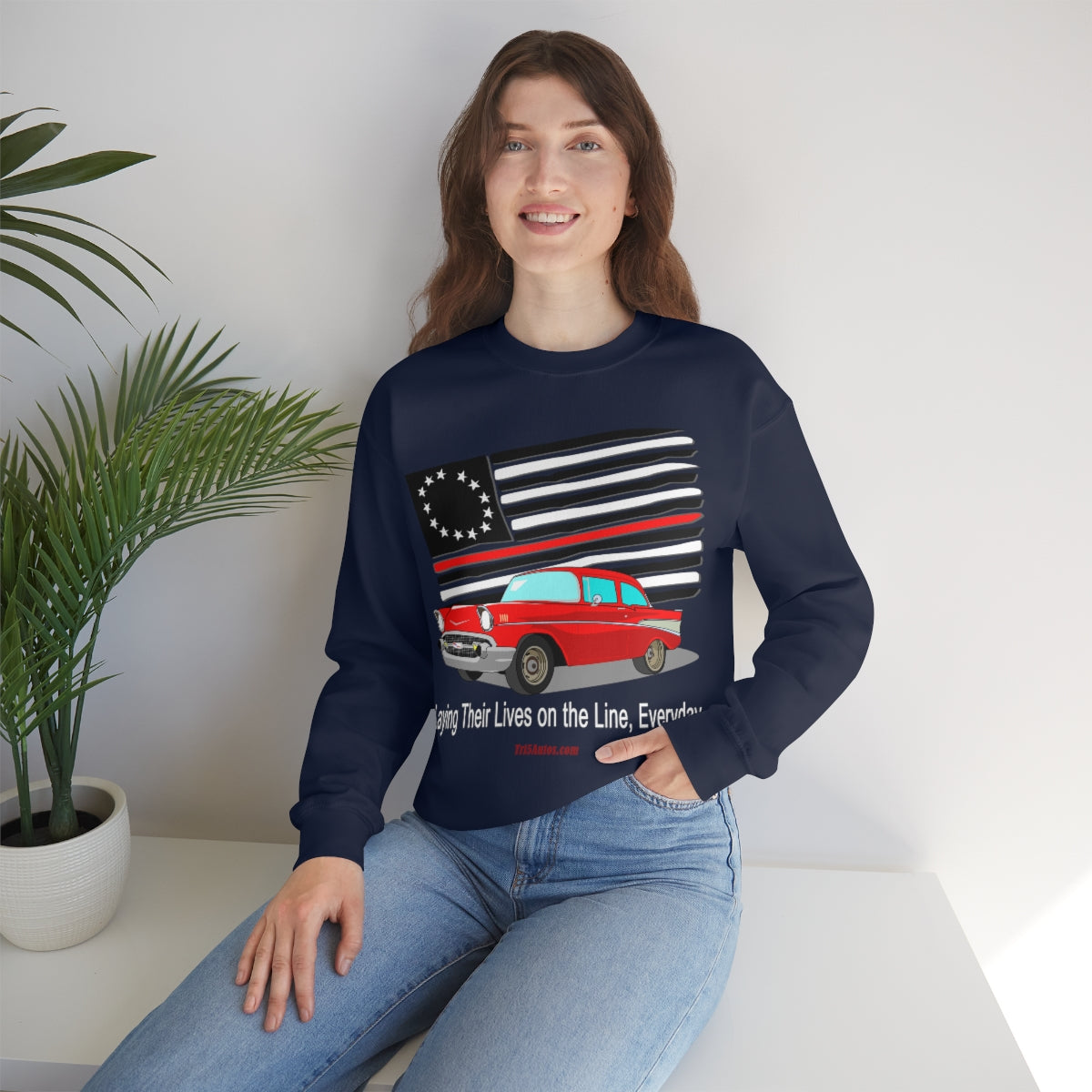 '57 Nomad Firefighter's Thin Red Line Unisex Heavy Blend™ Crewneck Sweatshirt