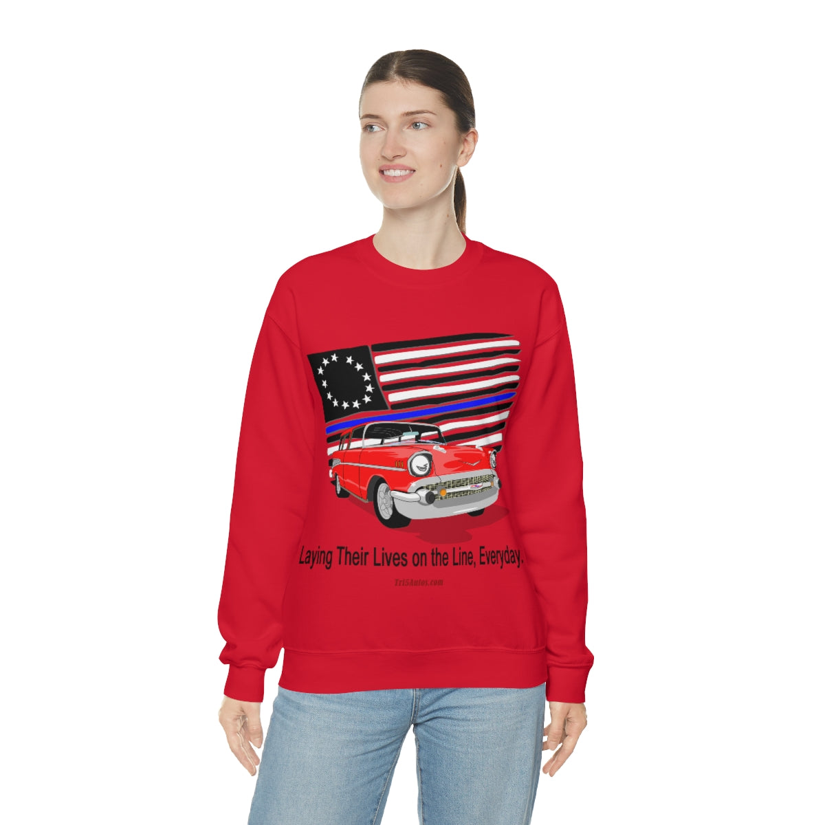 '57 Nomad Thin Blue Line Unisex Heavy Blend™ Crewneck Sweatshirt