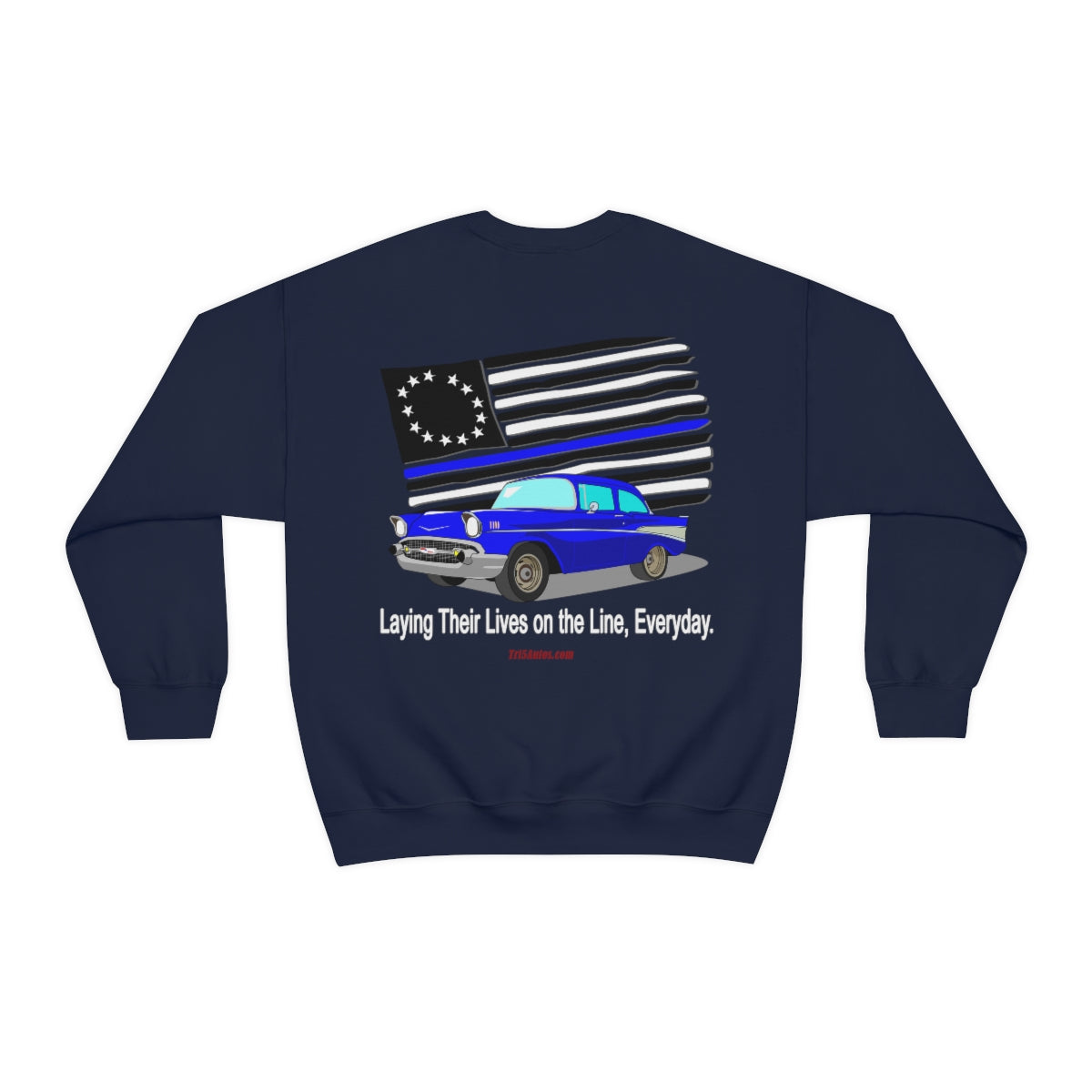 '57 Blue Bel Air - Peace Officers Thin Blue Line - Unisex Heavy Blend™ Crewneck Sweatshirt