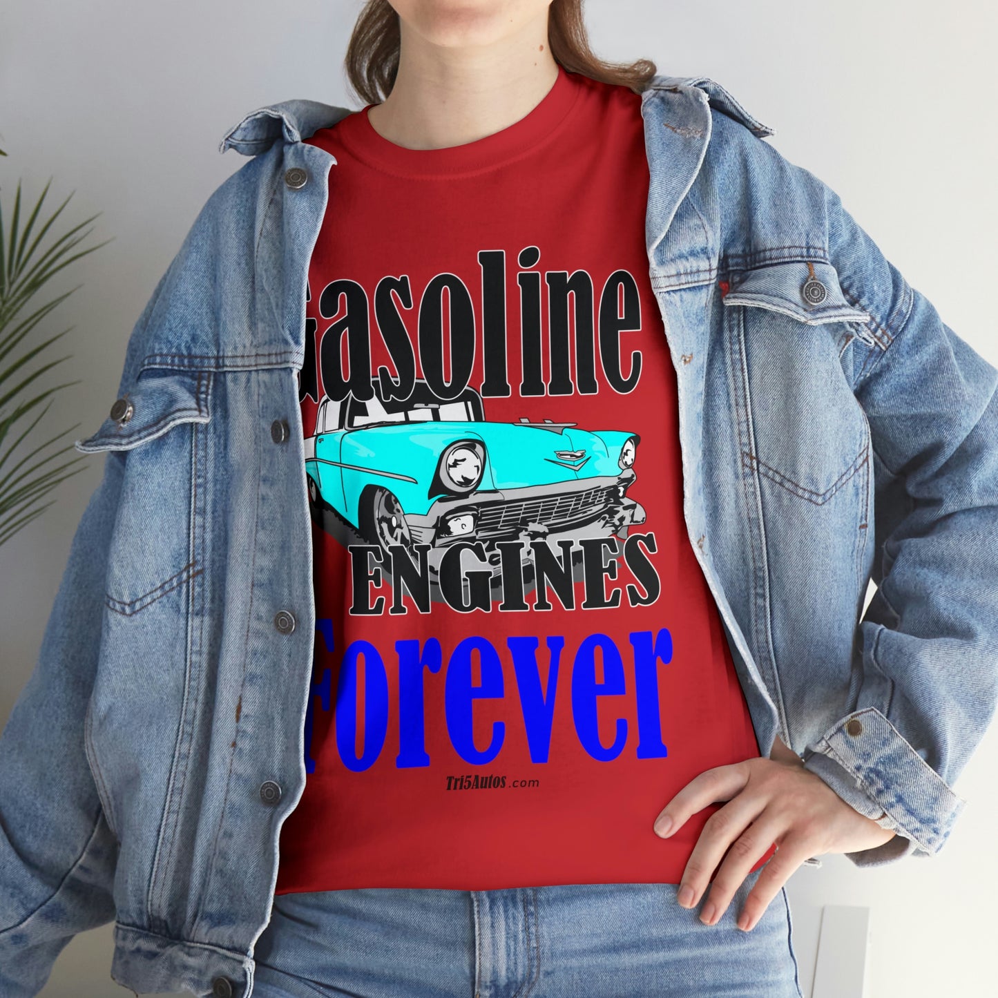 56 Blue Gasoline Engines Forever Unisex Heavy Cotton Tee