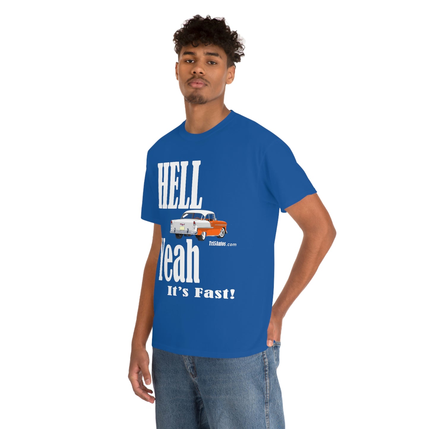 55 Hell Yeah It's Fast Orange White Dark Unisex Heavy Cotton Tee