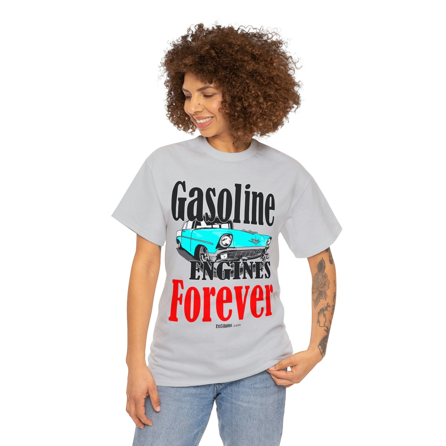 56 Blue Gasoline Engines Forever Unisex Heavy Cotton Tee