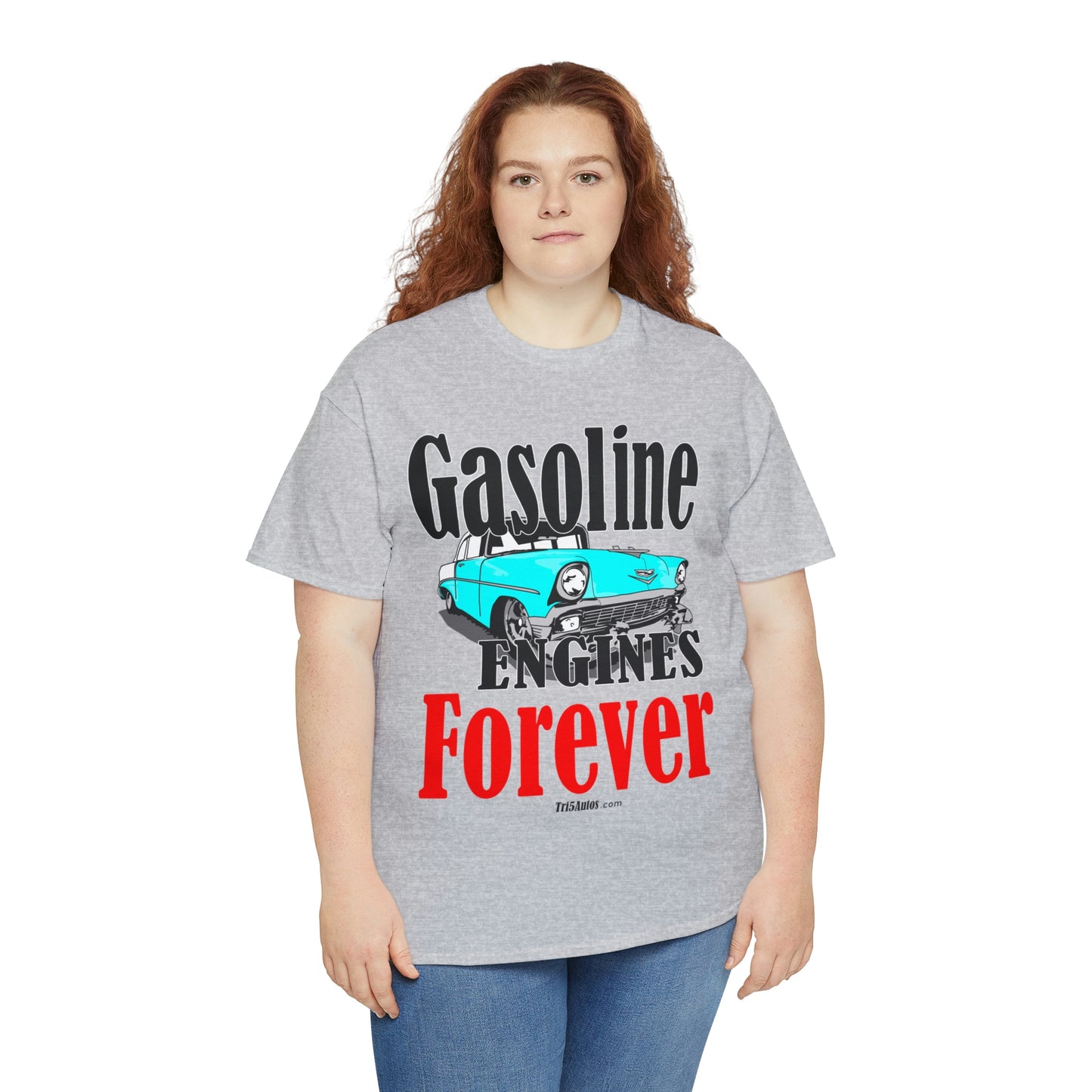 56 Blue Gasoline Engines Forever Unisex Heavy Cotton Tee