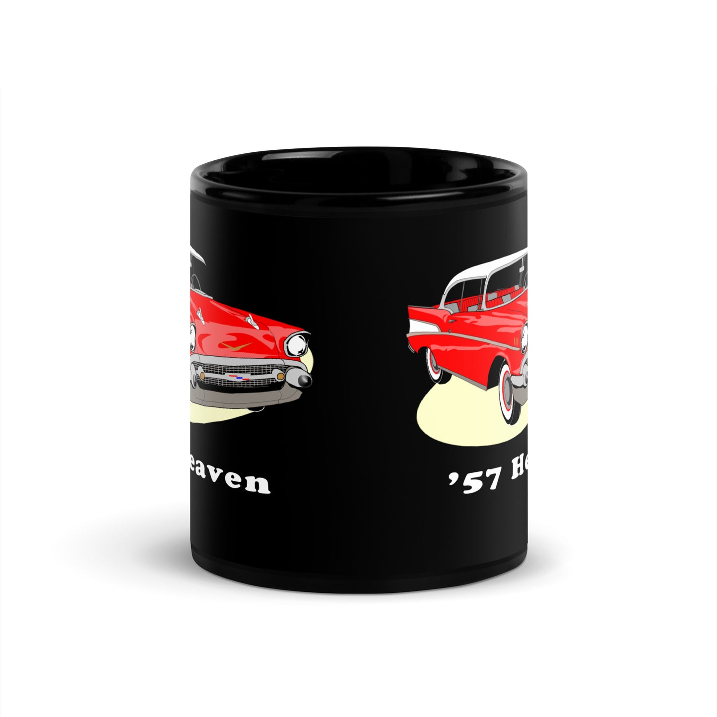 57 Red on Black Glossy Mug