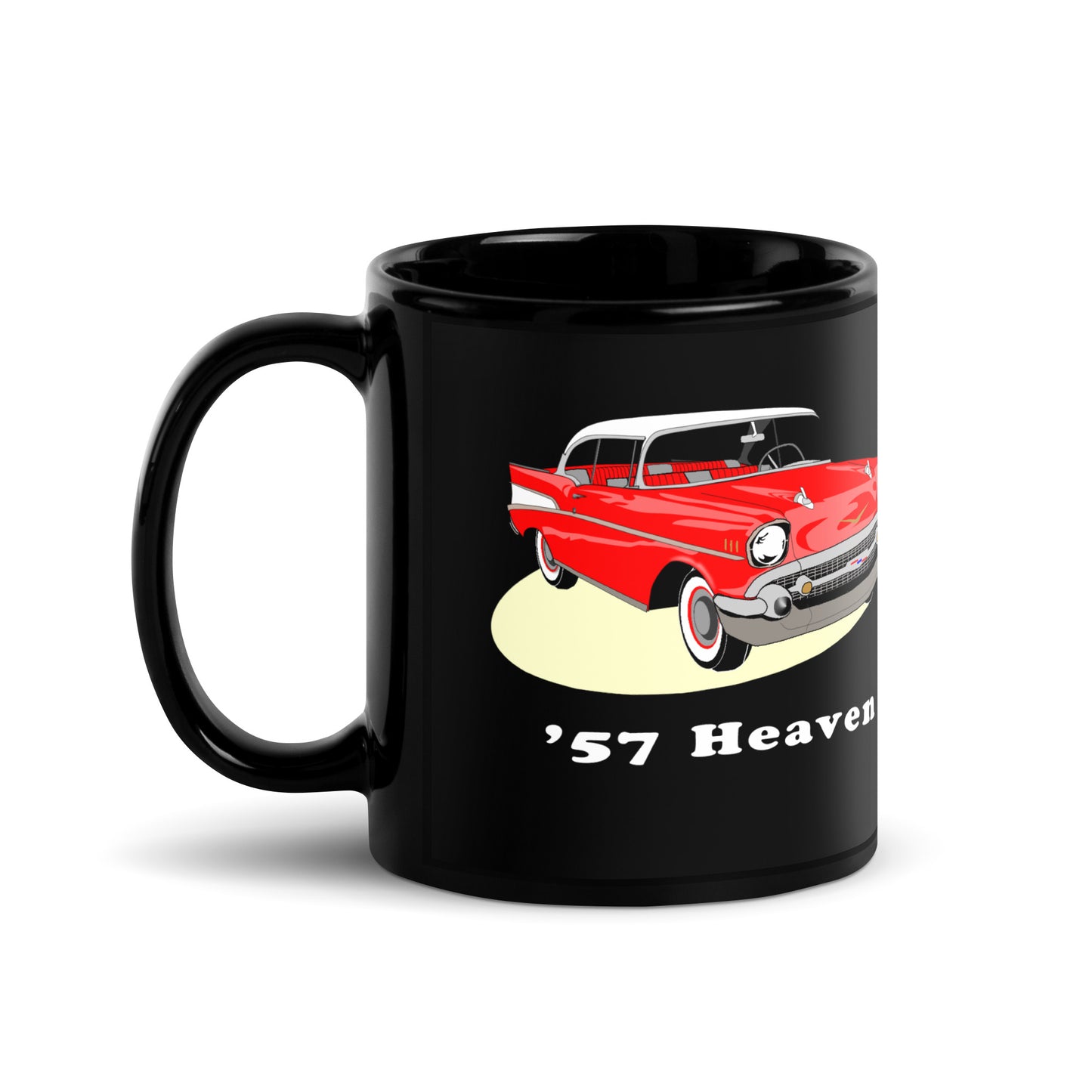 57 Red on Black Glossy Mug