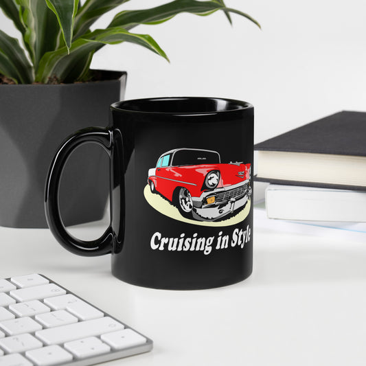 Red 56 Black Glossy Mug