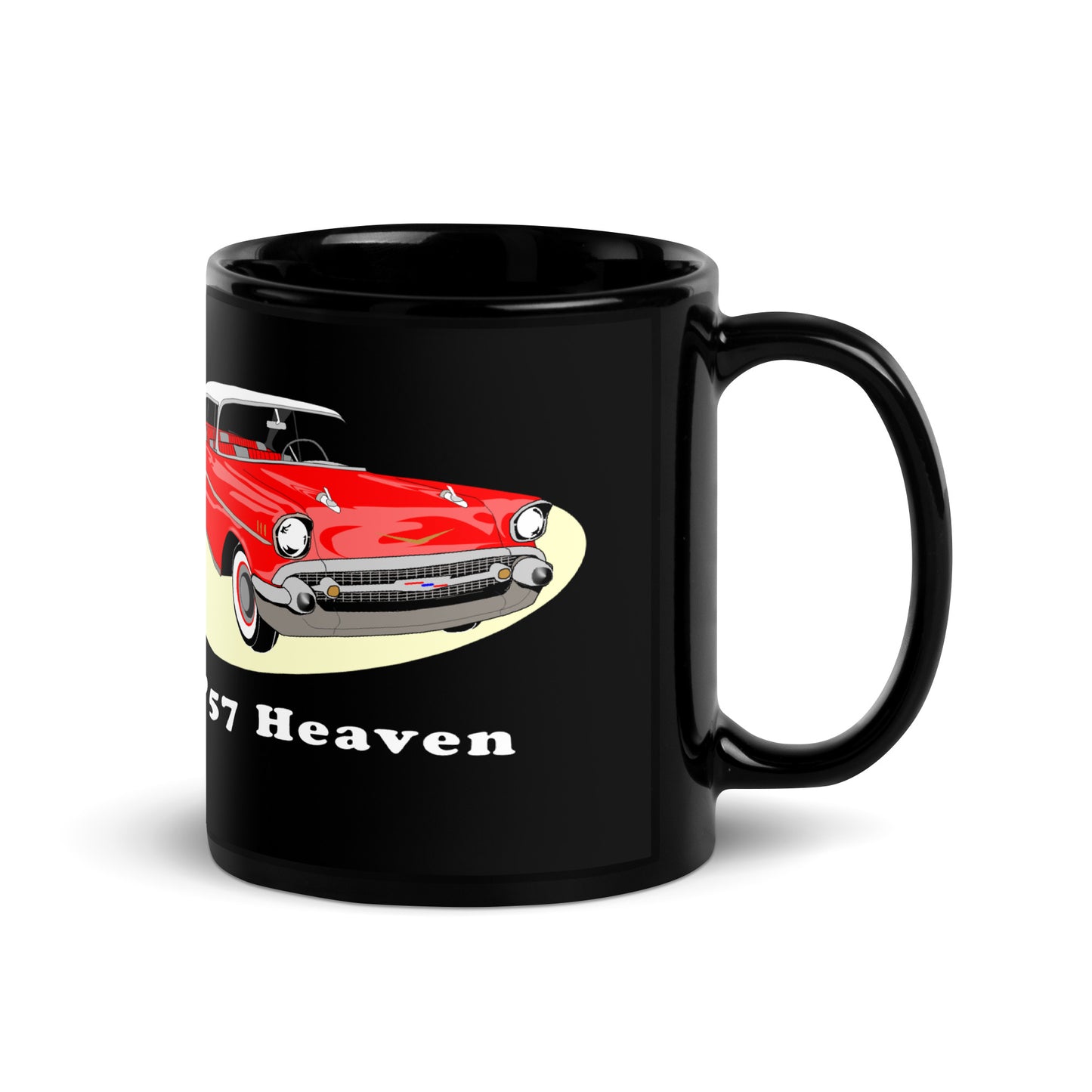 57 Red on Black Glossy Mug