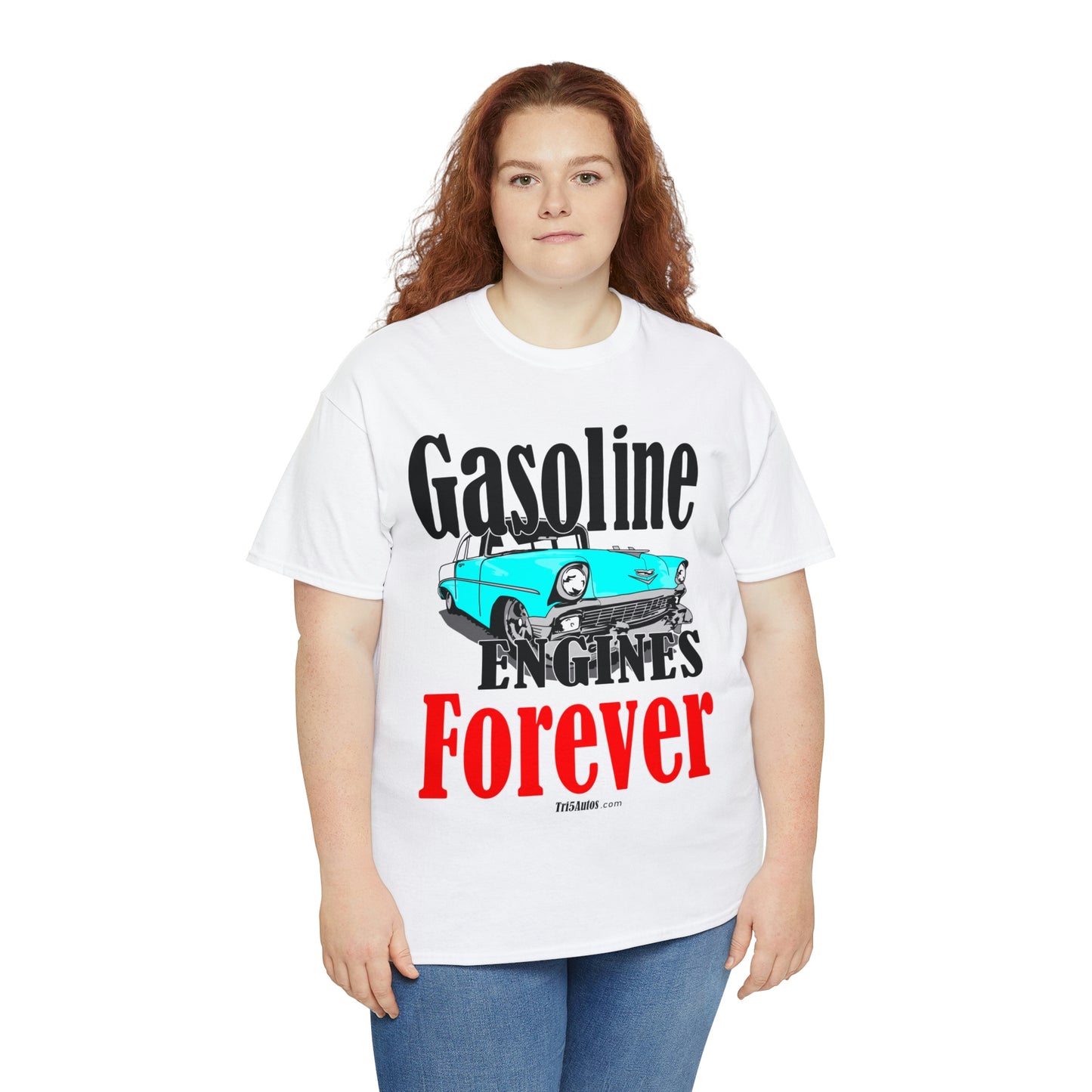 56 Blue Gasoline Engines Forever Unisex Heavy Cotton Tee