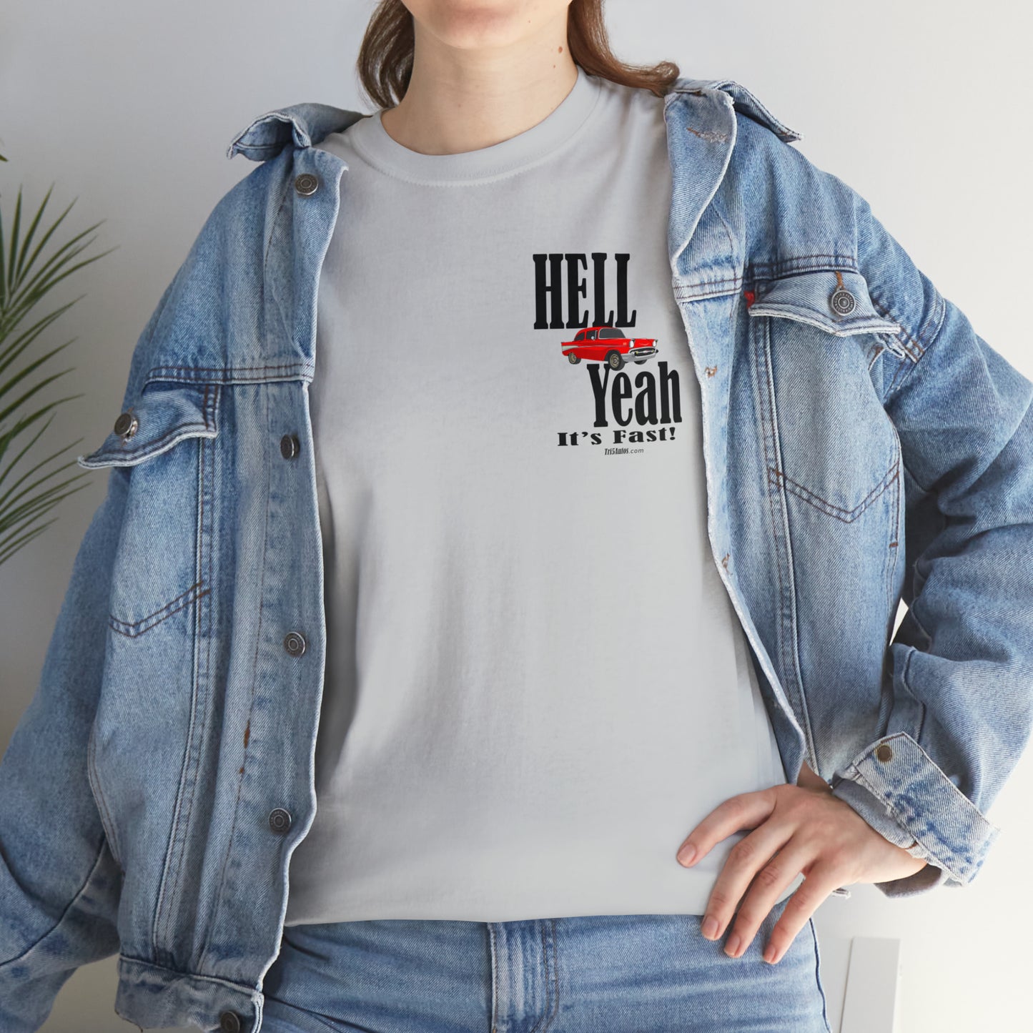 57 Chevy Hell Yeah its Fast - 2 sides - Unisex Heavy Cotton Tee